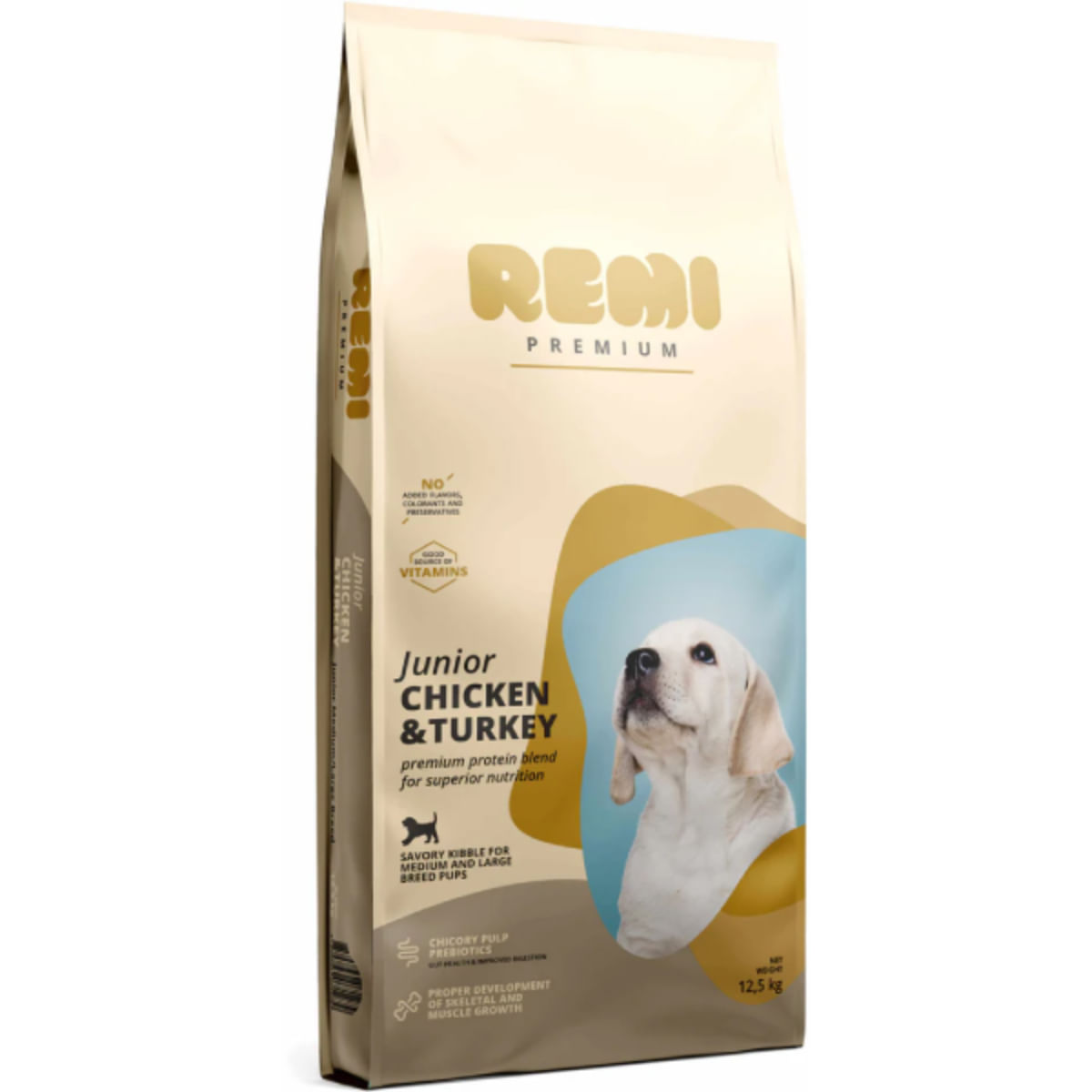 REMI PREMIUM Junior Medium&Large, M-XL, Pui și Curcan, hrană uscată câini junior, 12.5kg - poza 1