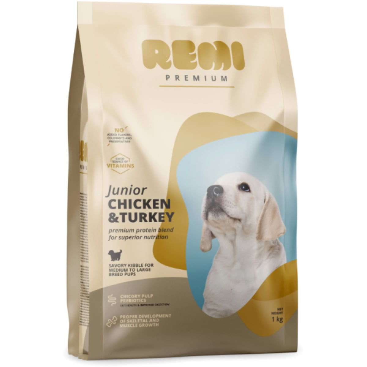 REMI PREMIUM Junior Medium&Large, M-XL, Pui și Curcan, hrană uscată câini junior, 1kg - poza 1