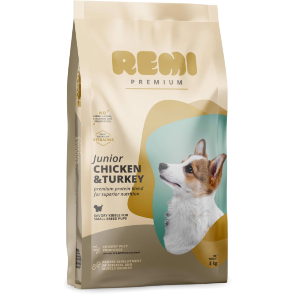REMI PREMIUM Junior Small, XS-S, Pui și Curcan, hrană uscată câini junior, 3kg - poza 2