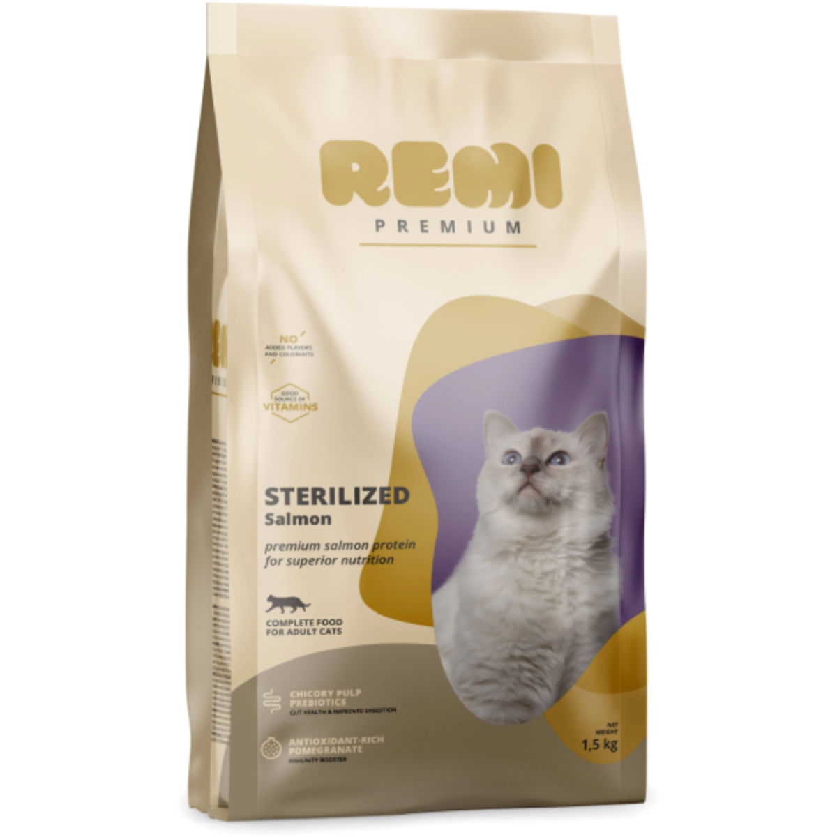REMI PREMIUM Sterilized, Somon, hrană uscată pisici sterilizate, 1.5kg - poza 1