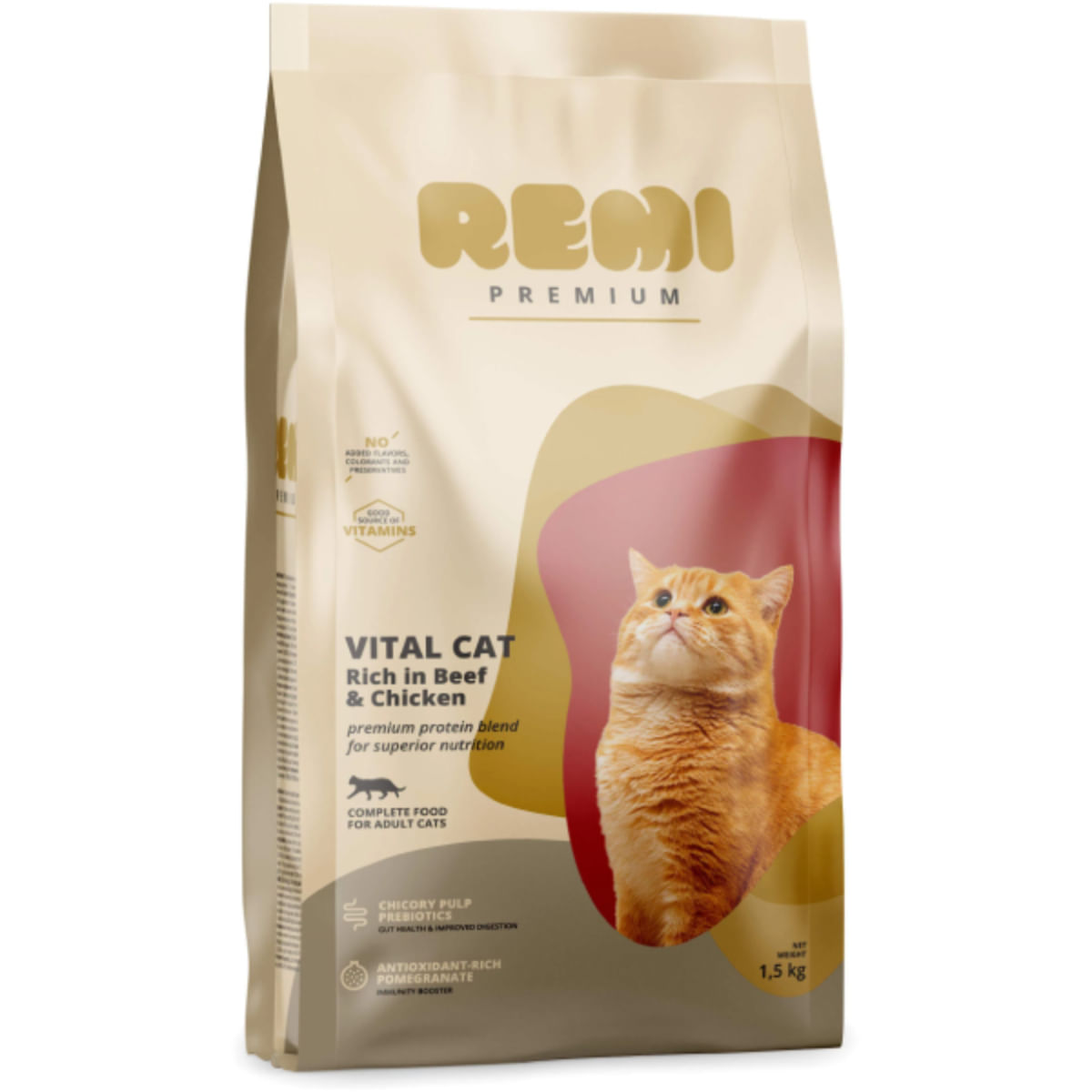 REMI PREMIUM Vital, Vită și Pui, hrană uscată pisici, 1.5kg - poza 1