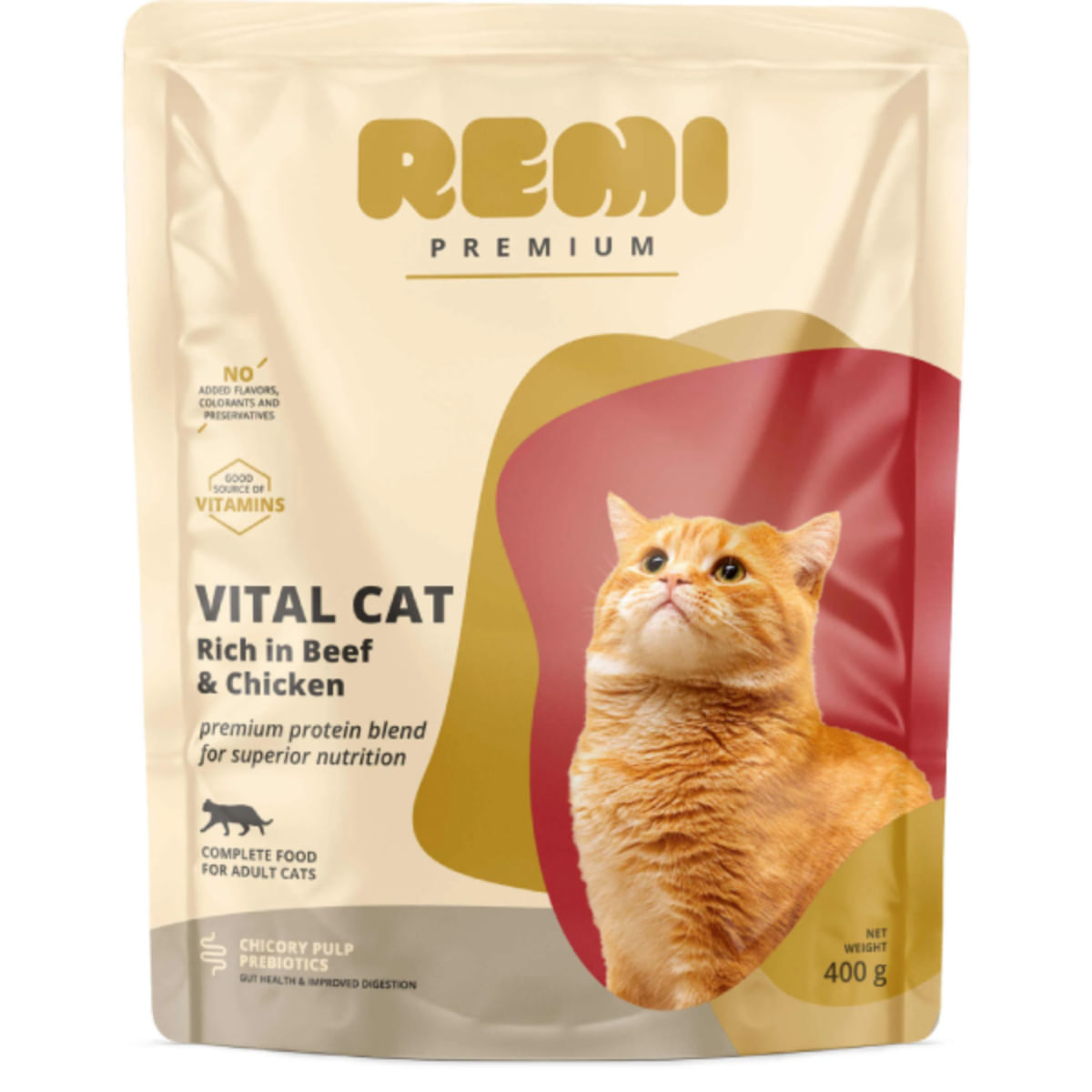 REMI PREMIUM Vital, Vită și Pui, hrană uscată pisici, 400g - poza 1