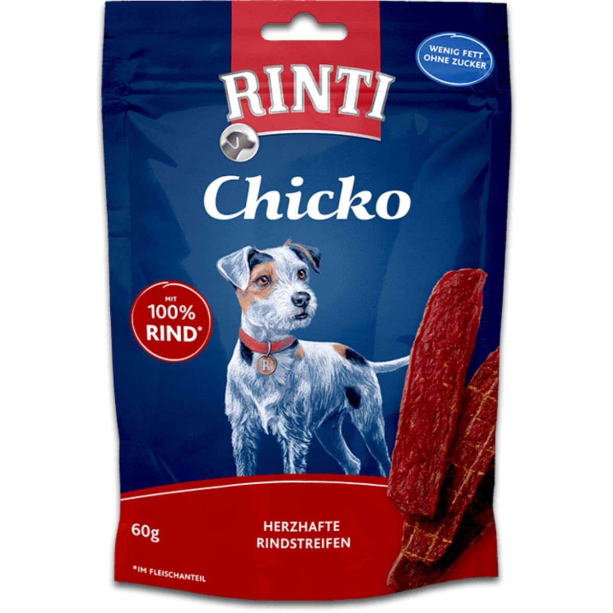 RINTI Chicko, XS-XL, Vită, punguță recompense fără cereale câini, deshidratat, 60g - poza 2