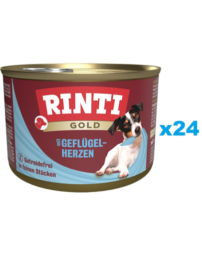 RINTI Gold Poultry hearts Mini conserve pentru caini rasa mica 24x185 g inimi pasare