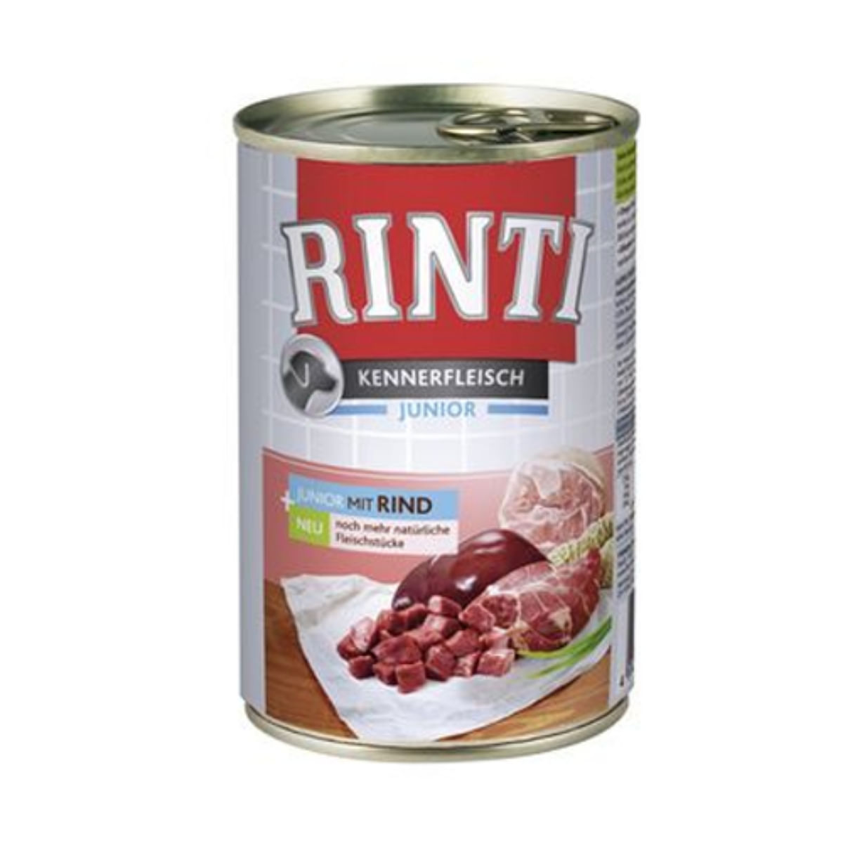RINTI Junior, XS-XL, Vită, conservă hrană umedă fără cereale câini junior, (în suc propriu), 400g - poza 1