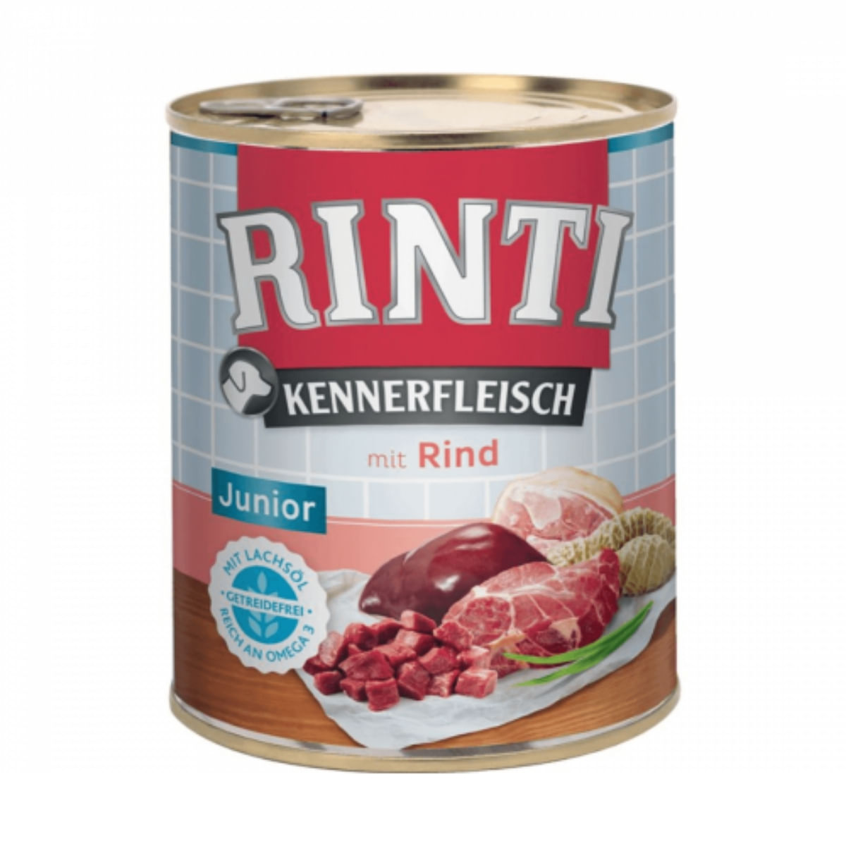 RINTI Junior, XS-XL, Vită, conservă hrană umedă fără cereale câini junior, (în suc propriu), 800g - poza 2