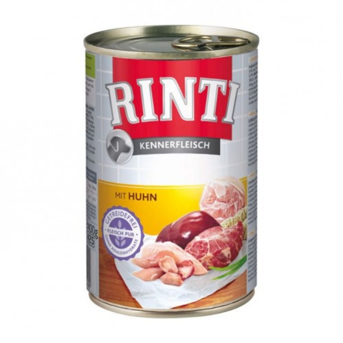 RINTI, XS-XL, Pui, conservă hrană umedă fără cereale câini, (în suc propriu), 400g - poza 1