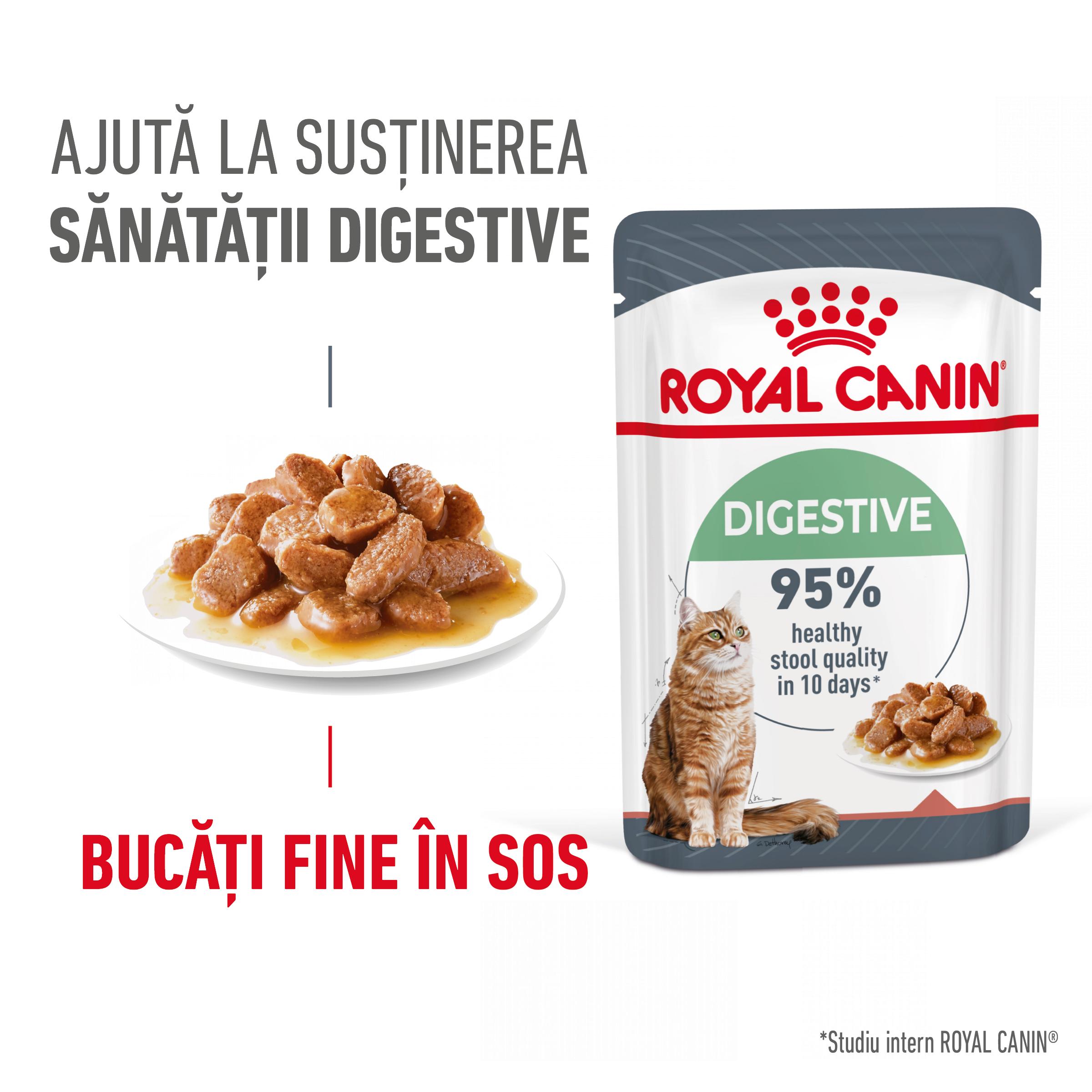 ROYAL CANIN Digest Sensitive Care Adult, hrană umedă pisici, confort digestiv, (în sos), 85g - poza 1