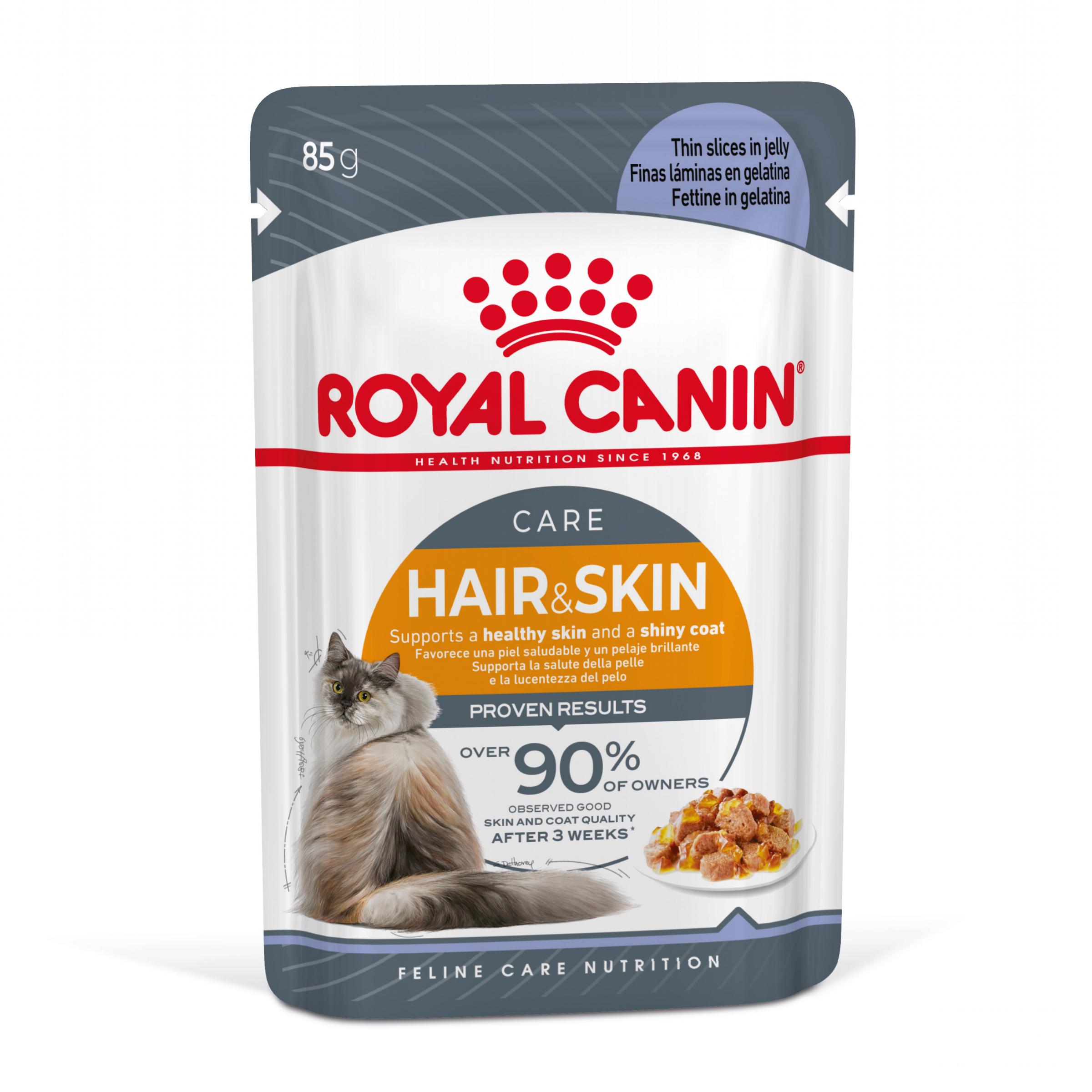 ROYAL CANIN Hair&Skin Care Adult hrană umedă pisici piele & blană (în aspic), 85g - poza 3