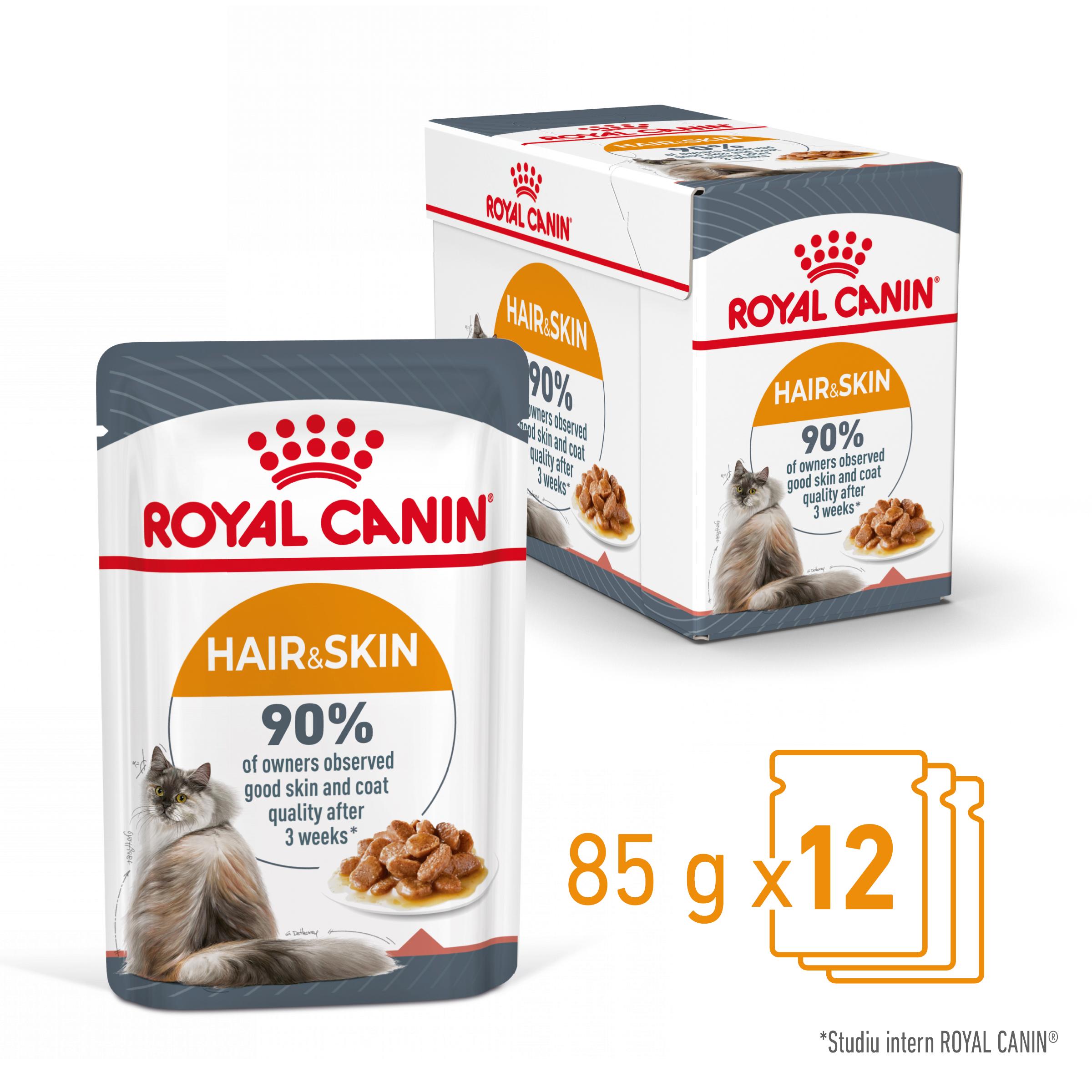 ROYAL CANIN Hair & Skin Care Adult, hrană umedă pisici, piele & blană, (în sos), bax, 85g x 12buc - poza 2