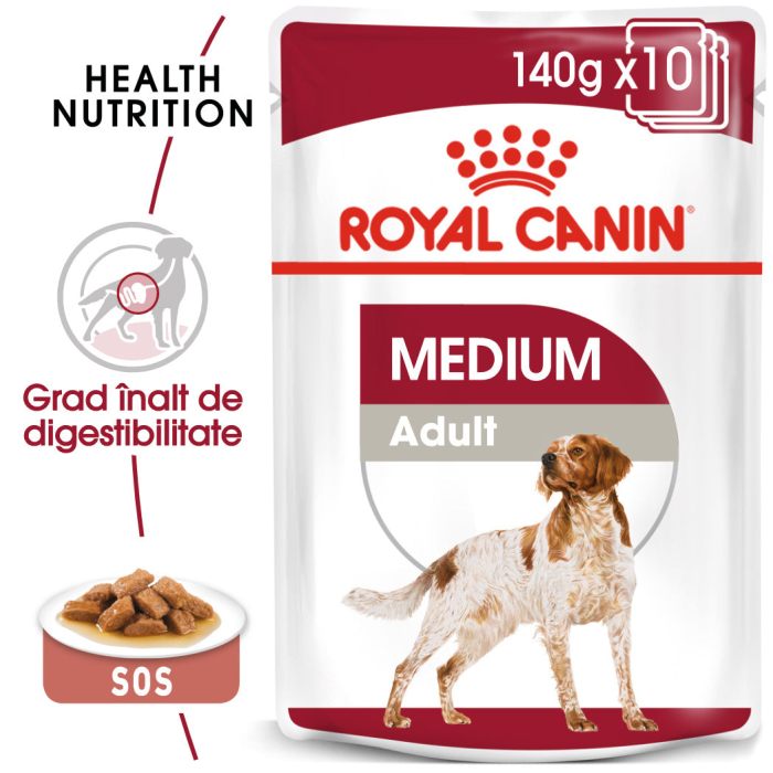 Royal Canin Medium Adult hrana umeda caine (in sos), 10 x 140 g