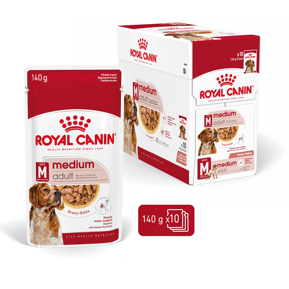 ROYAL CANIN Medium Adult hrană umedă câini (în sos), bax, 140g x 10buc - poza 2