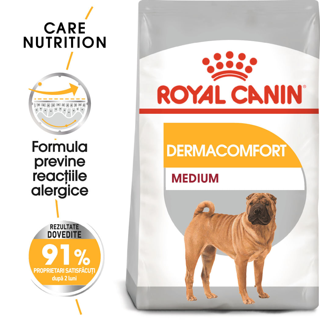 ROYAL CANIN Medium Dermacomfort, hrană uscată câini, prevenirea iritațiilor pielii, 3kg - poza 1