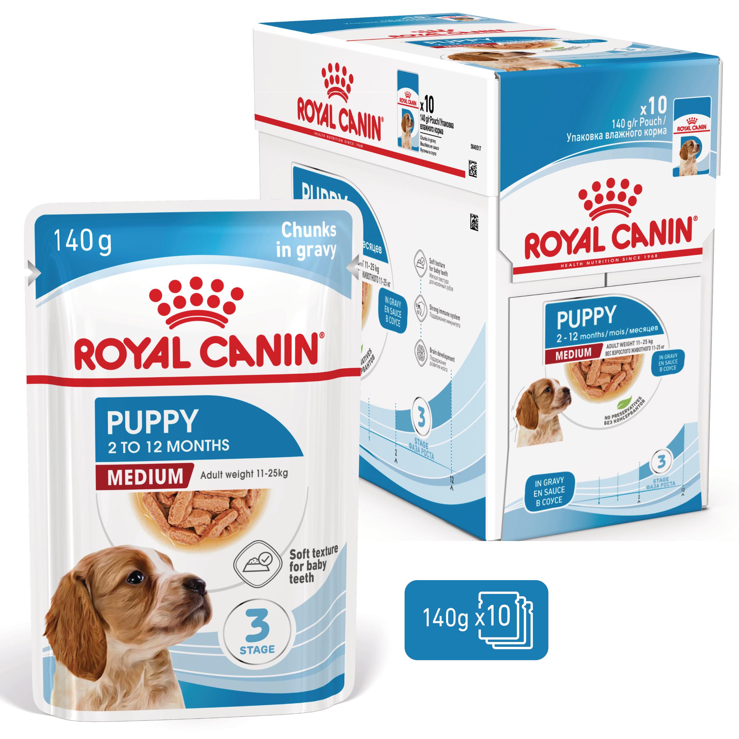 ROYAL CANIN Medium Puppy, hrană umedă câini junior, (în sos), bax, 140g x 10buc - poza 3