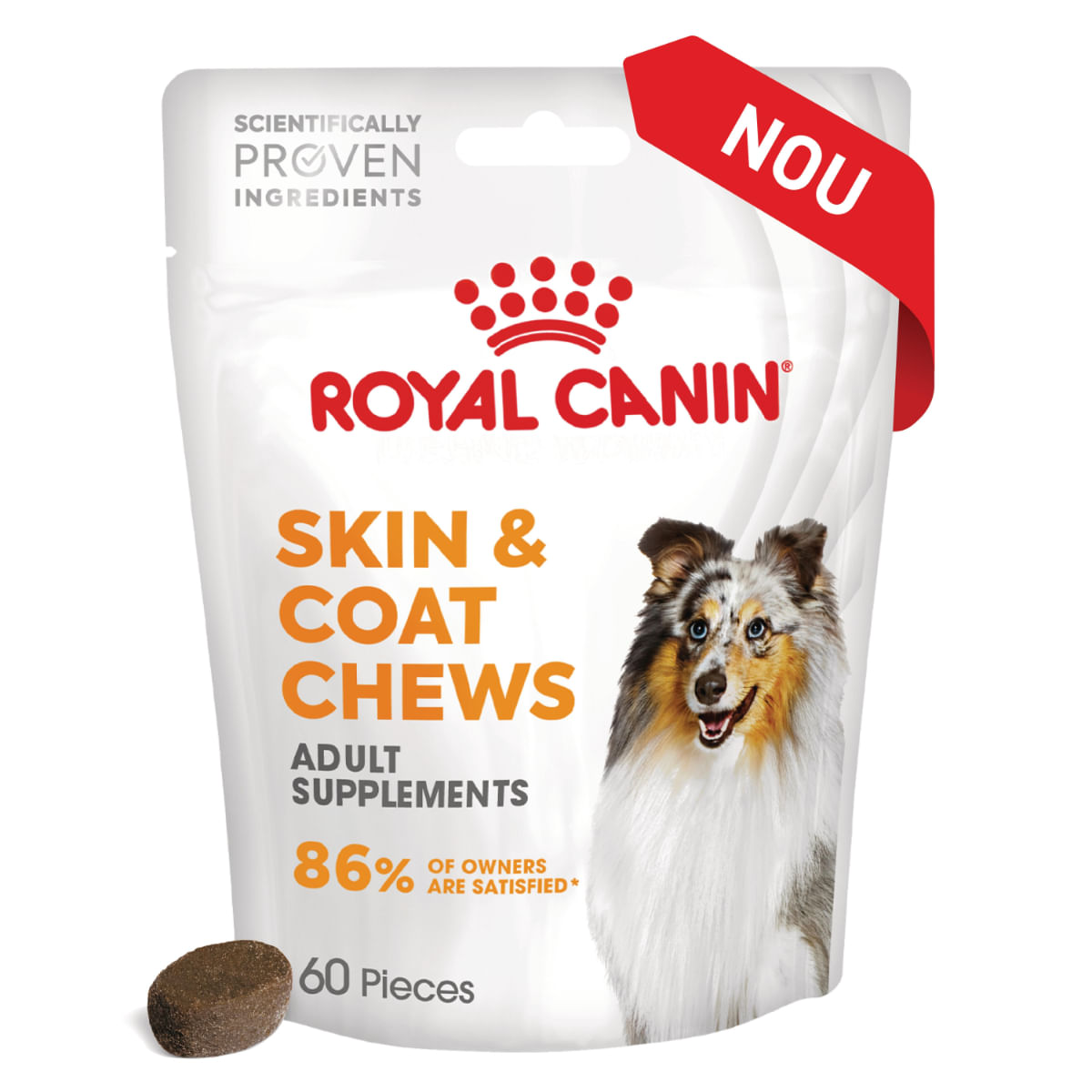 ROYAL CANIN Skin & Coat chews Adult Supplements, punguță recompense funcționale câini, piele & blană, 240g - poza 3
