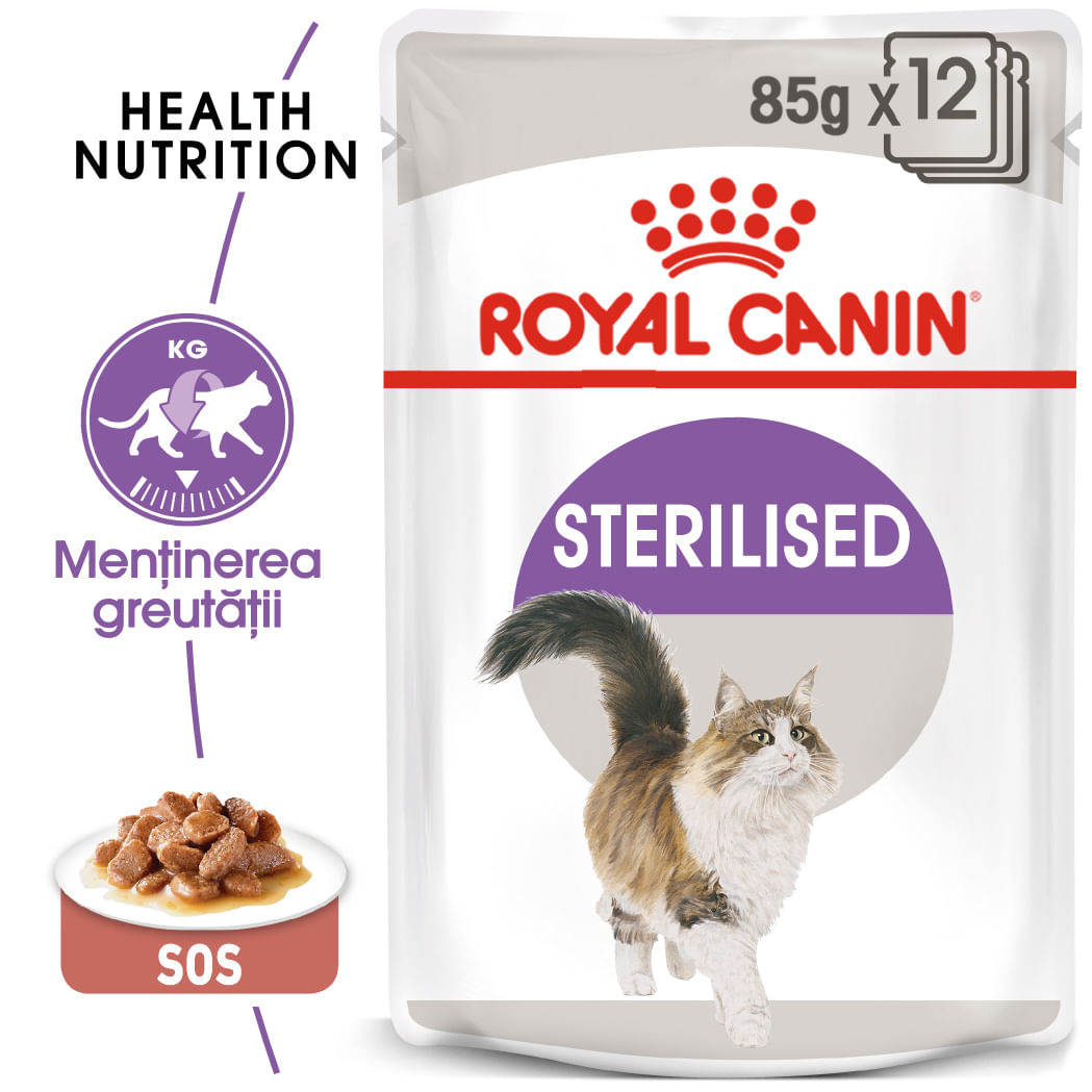 ROYAL CANIN Sterilised Adult, hrană umedă pisici sterilizate, (în sos), bax, 85g x 12buc - poza 2