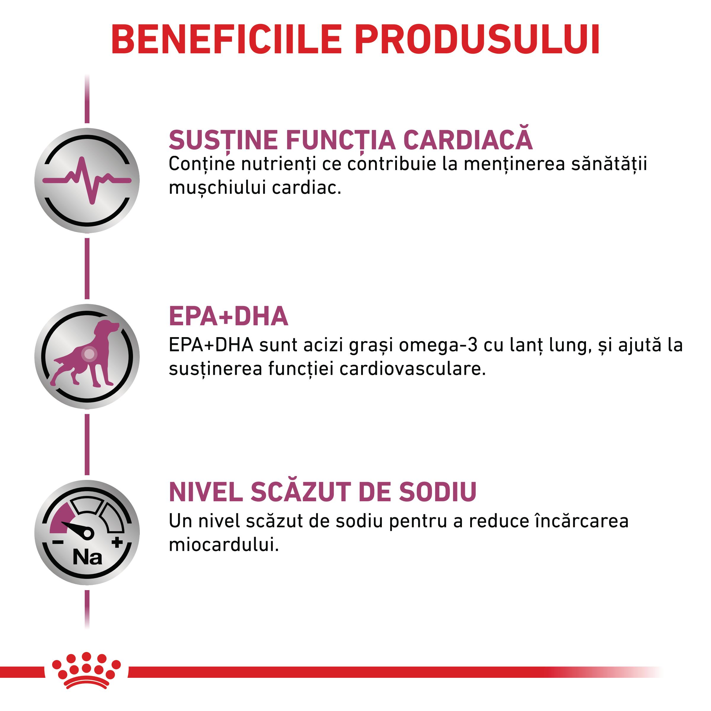 ROYAL CANIN VD Cardiac, XS-XL, dietă veterinară, conservă hrană umedă câini, sistem cardio-vascular (pate), 410g - poza 4