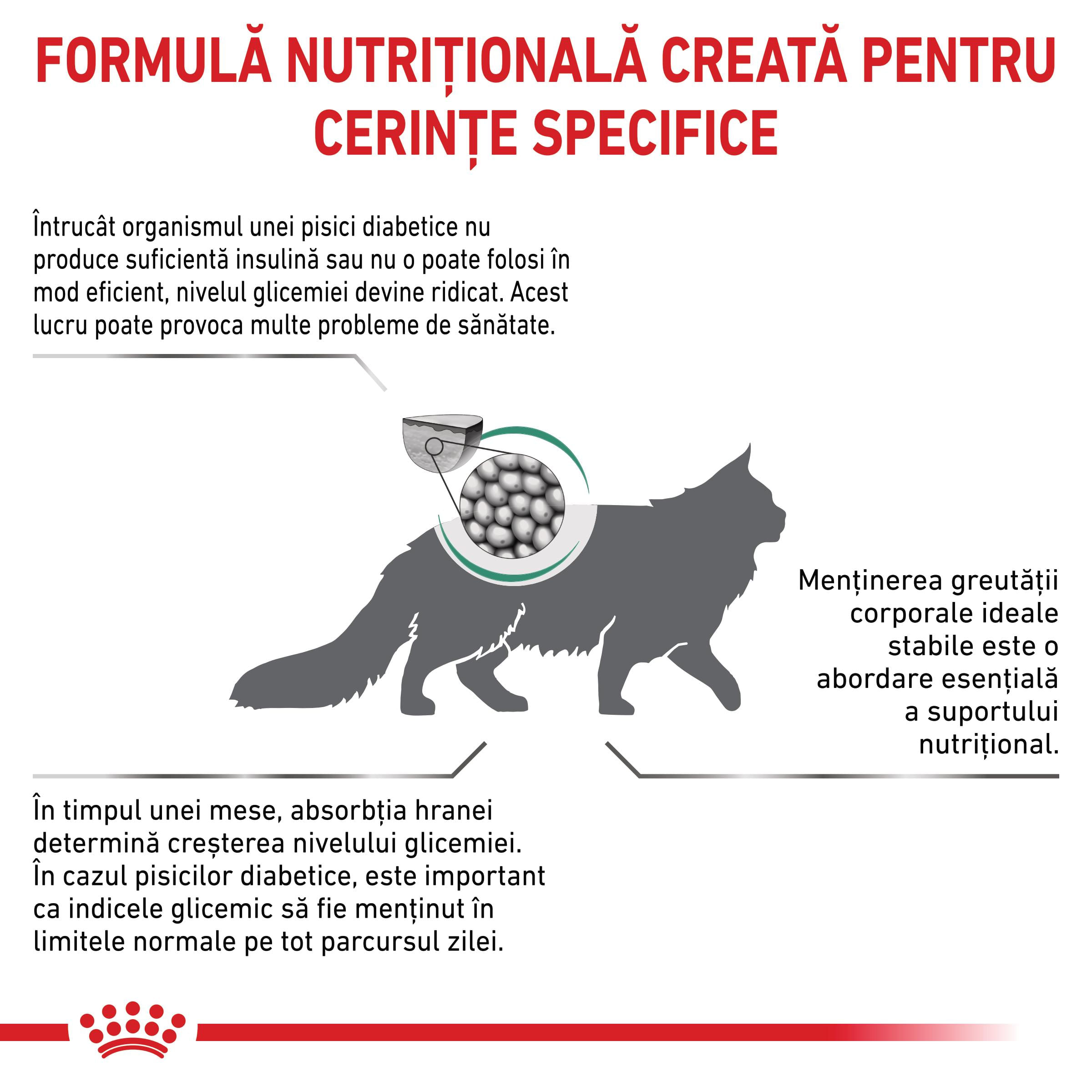 ROYAL CANIN VD Diabetic, dietă veterinară, hrană uscată pisici, diabet, 400g - poza 3