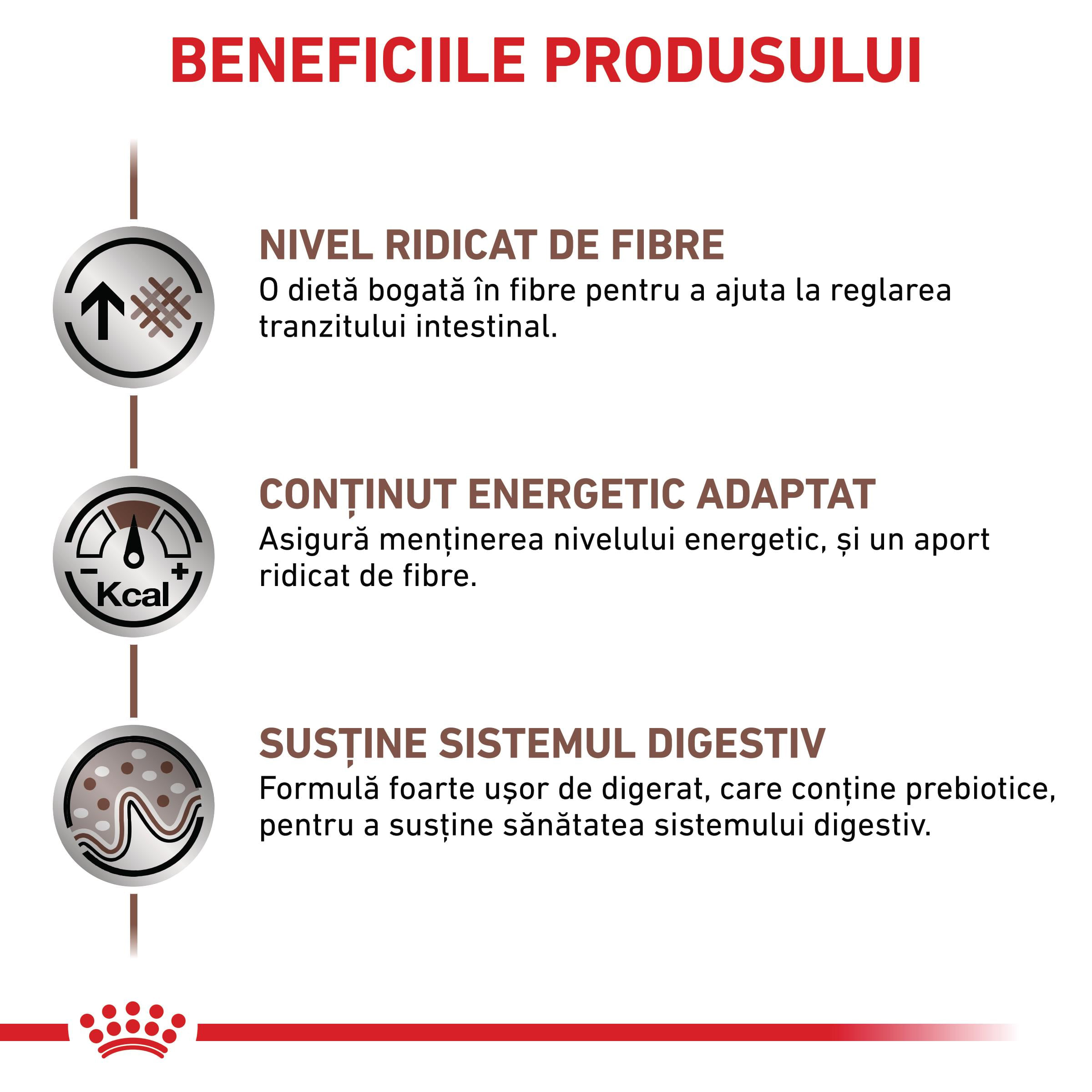 ROYAL CANIN VD Gastrointestinal High Fibre, XS-XL, dietă veterinară, hrană uscată câini, sistem digestiv, 2kg - poza 4