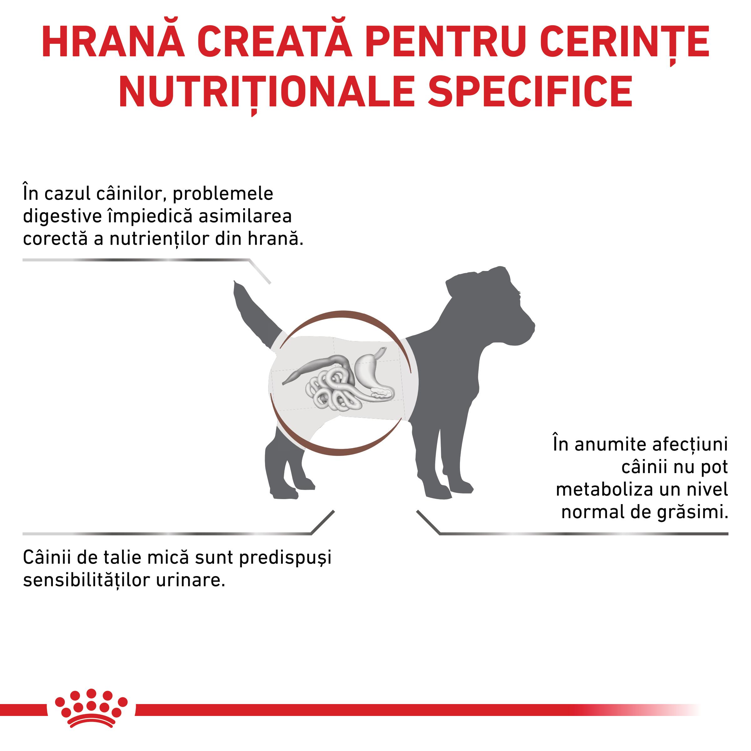 ROYAL CANIN VD Gastrointestinal Low Fat Small Dog, XS-S, dietă veterinară, hrană uscată câini, sistem digestiv, 1.5kg - poza 3