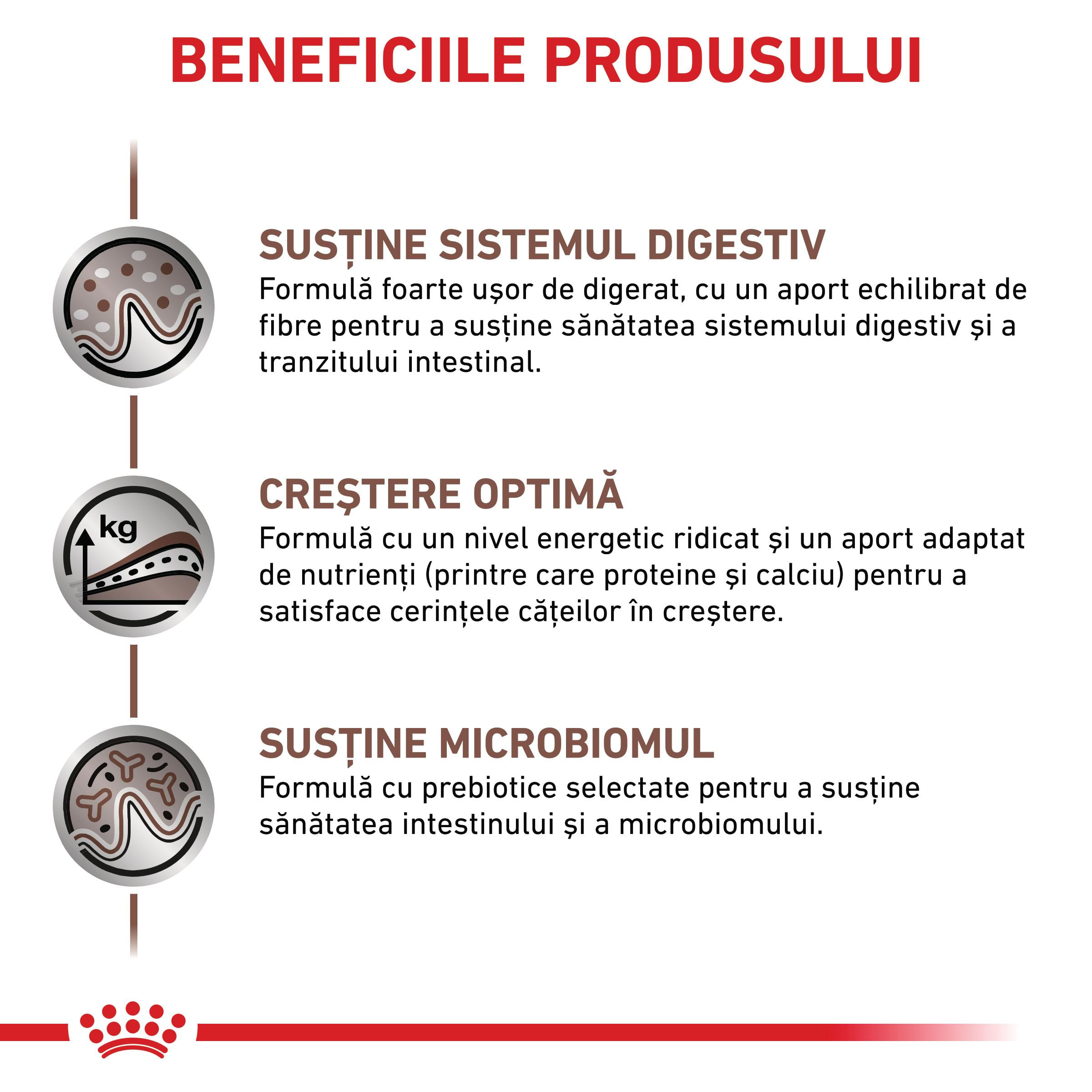 ROYAL CANIN VD Gastrointestinal Puppy, XS-XL, dietă veterinară, conservă hrană umedă câini junior, sistem digestiv, (mousse), 195g - poza 3
