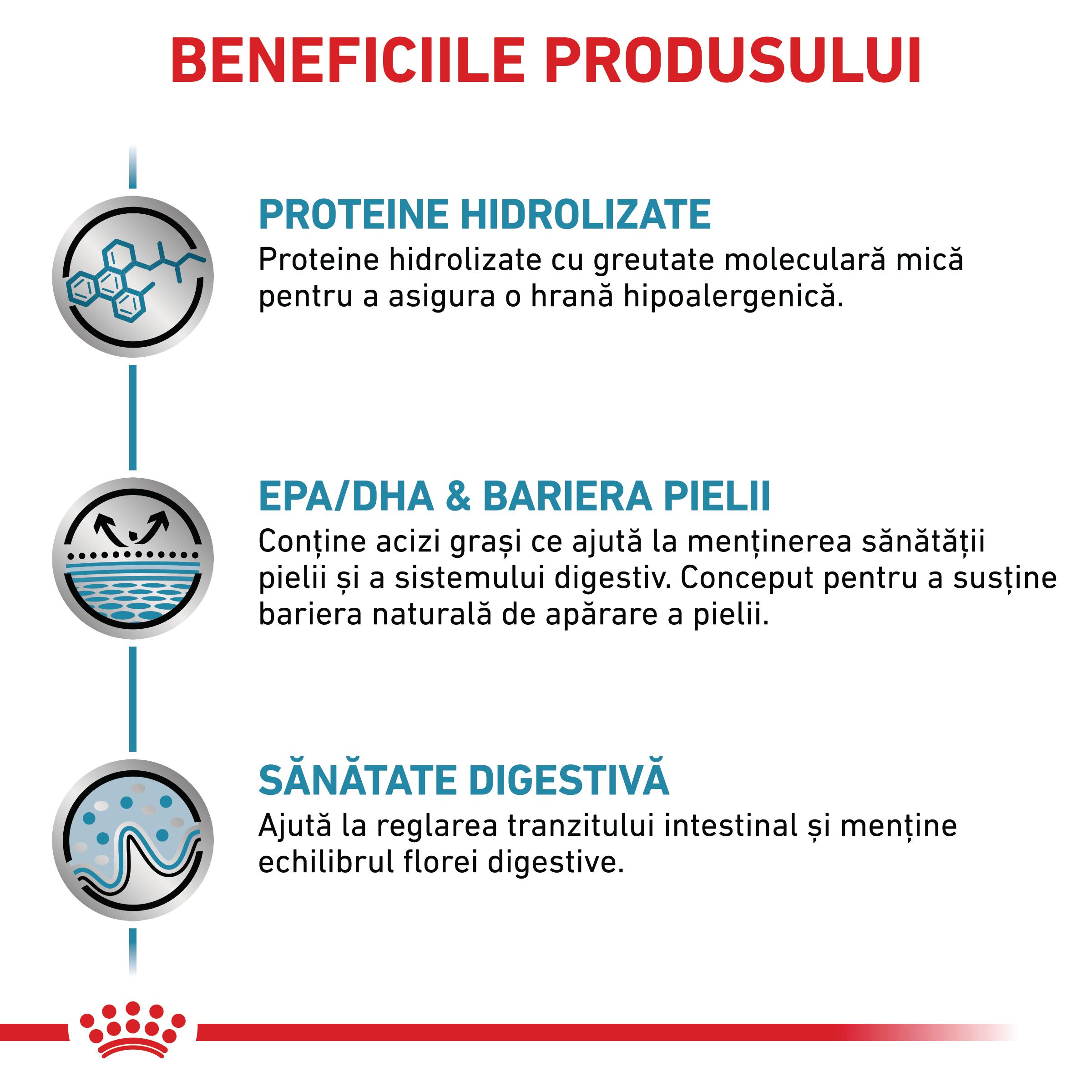 ROYAL CANIN VD Hypoallergenic, dietă veterinară, hrană uscată pisici, alergii, 2.5kg - poza 4