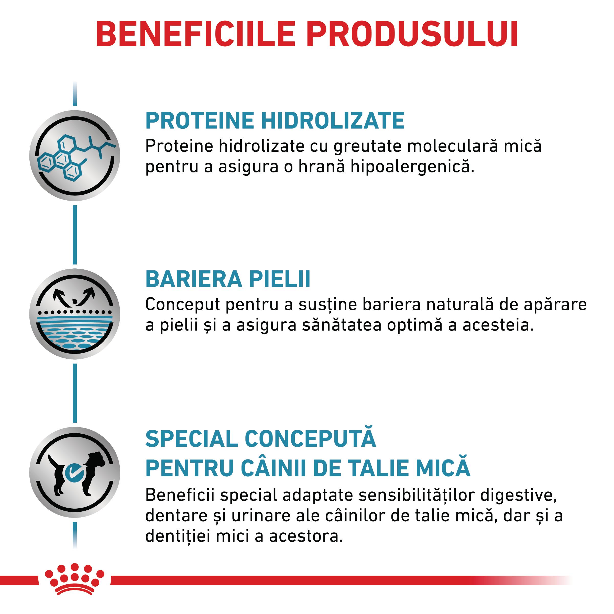 ROYAL CANIN VD Hypoallergenic Small Dog, XS-S, dietă veterinară, hrană uscată câini, alergii alimentare, 3.5kg - poza 4