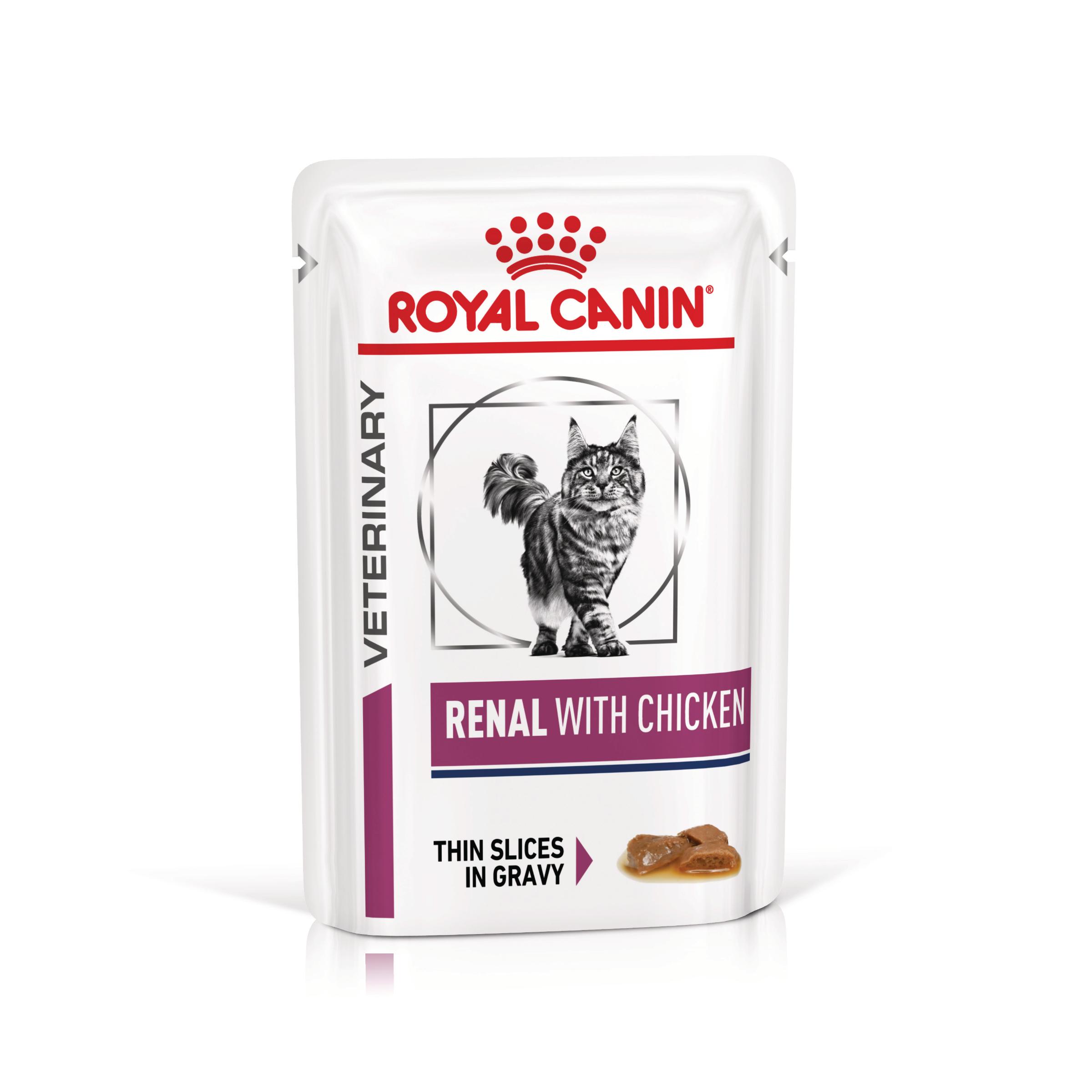ROYAL CANIN VD Renal, Pui, dietă veterinară, plic hrană umedă pisici, sistem renal, (în sos), bax, 85g x 12buc - poza 2