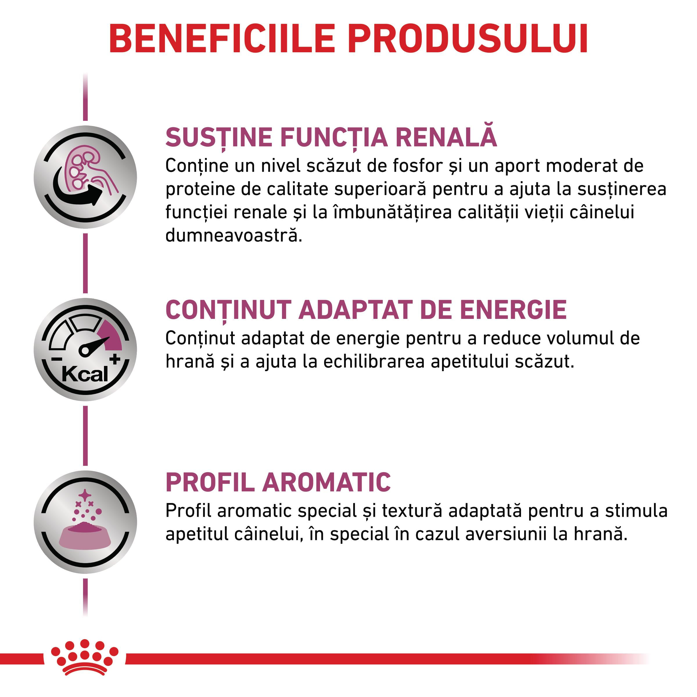 ROYAL CANIN VD Renal, XS-XL, dietă veterinară, conservă hrană umedă câini, sistem renal, (pate), 410g - poza 3
