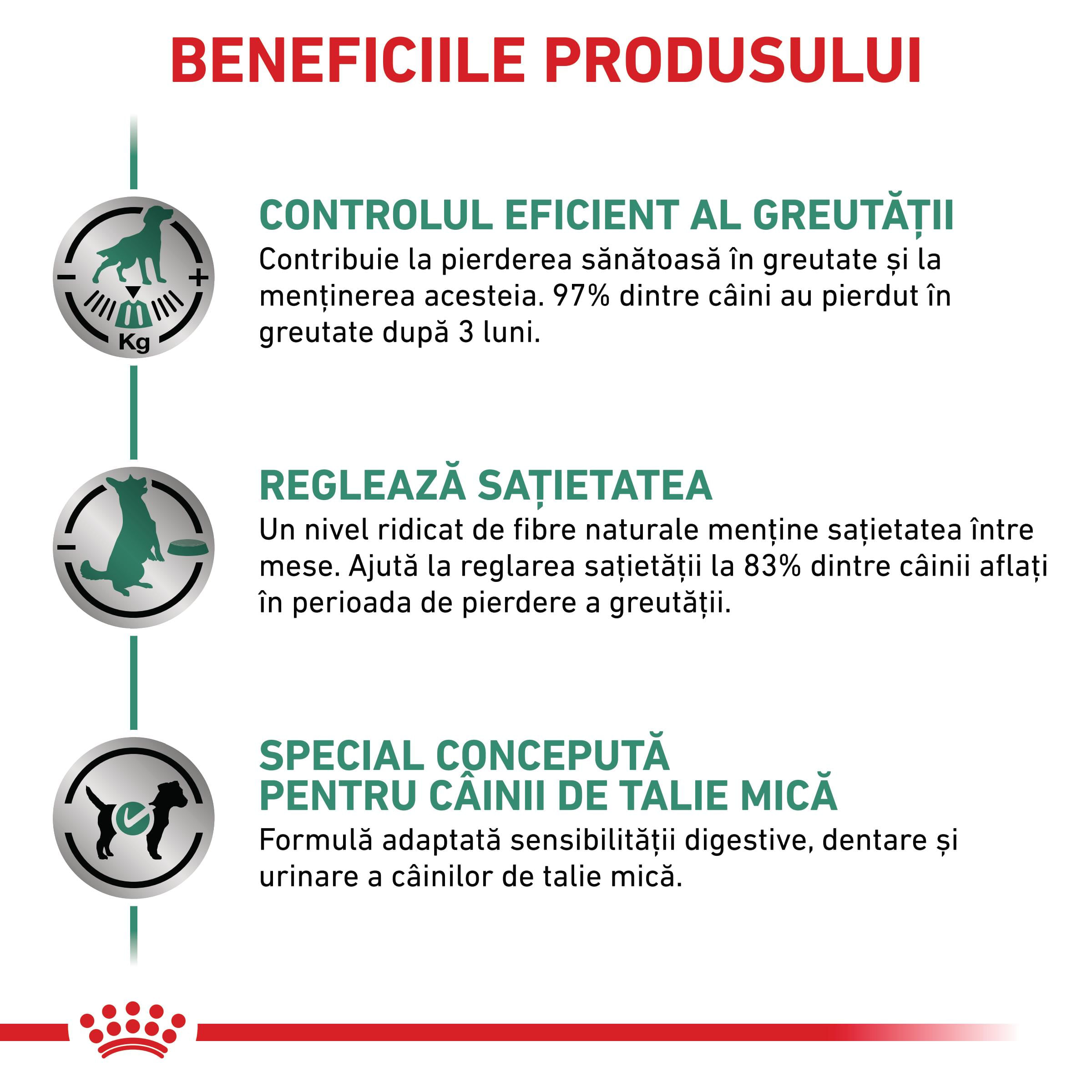 ROYAL CANIN VD Satiety Small Dog, XS-S, dietă veterinară, hrană uscată câini, obezitate, 1.5kg - poza 4