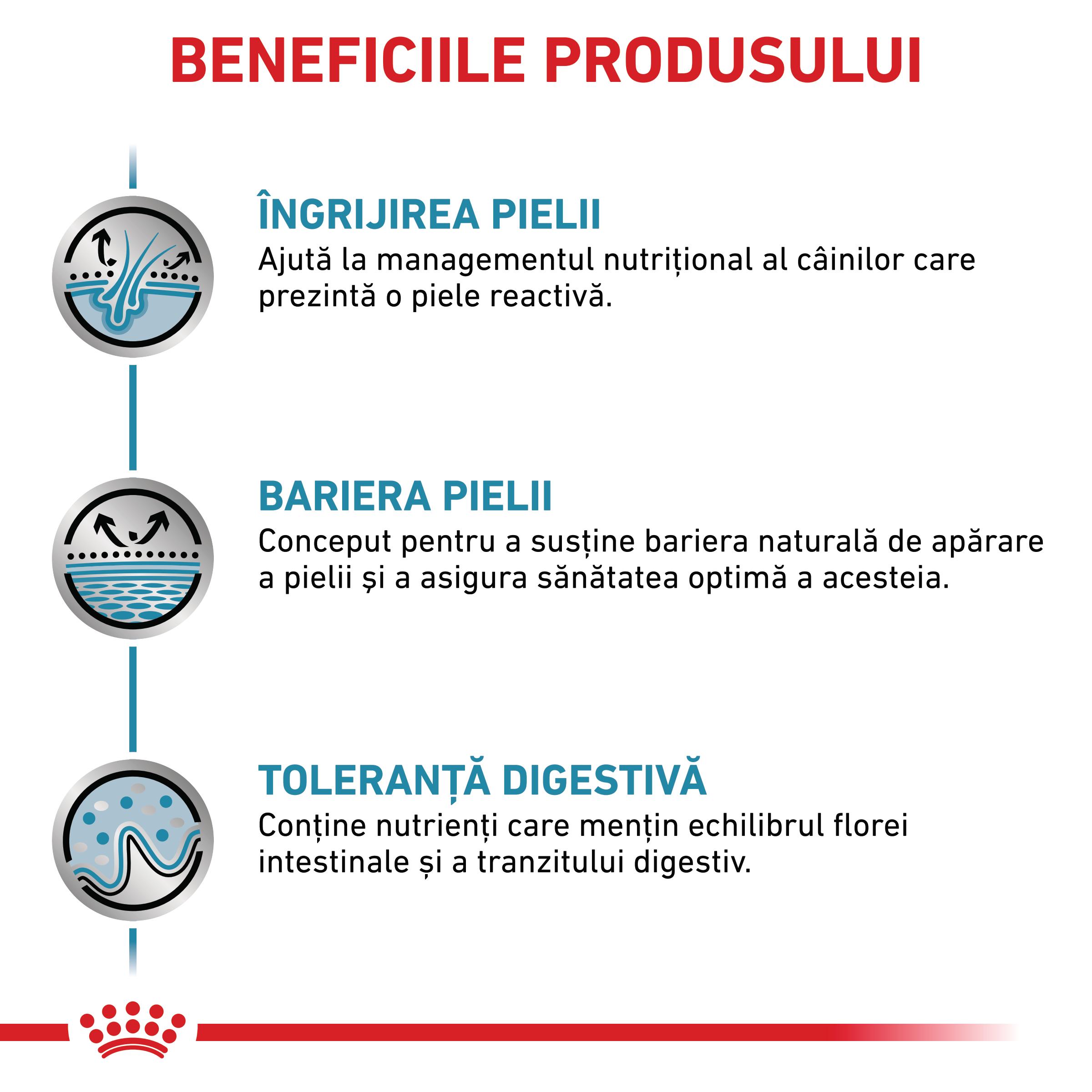 ROYAL CANIN VD Skin Care, XS-XL, dietă veterinară, hrană uscată câini, afecțiuni dermatologice, 11kg - poza 4