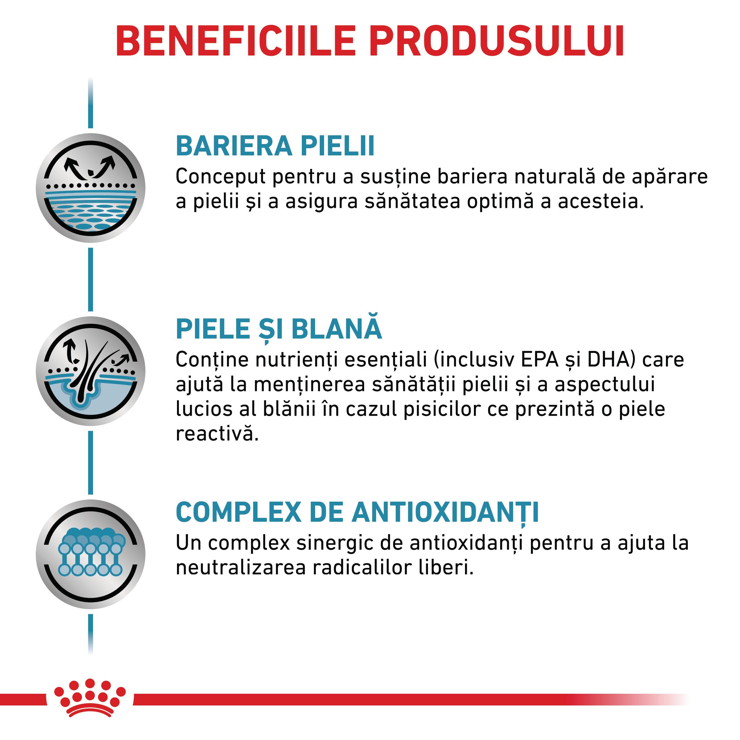 ROYAL CANIN VD Skin&Coat, dietă veterinară, plic hrană umedă pisici, afecțiuni dermatologice, (în sos), bax, 85g x 12buc - poza 4