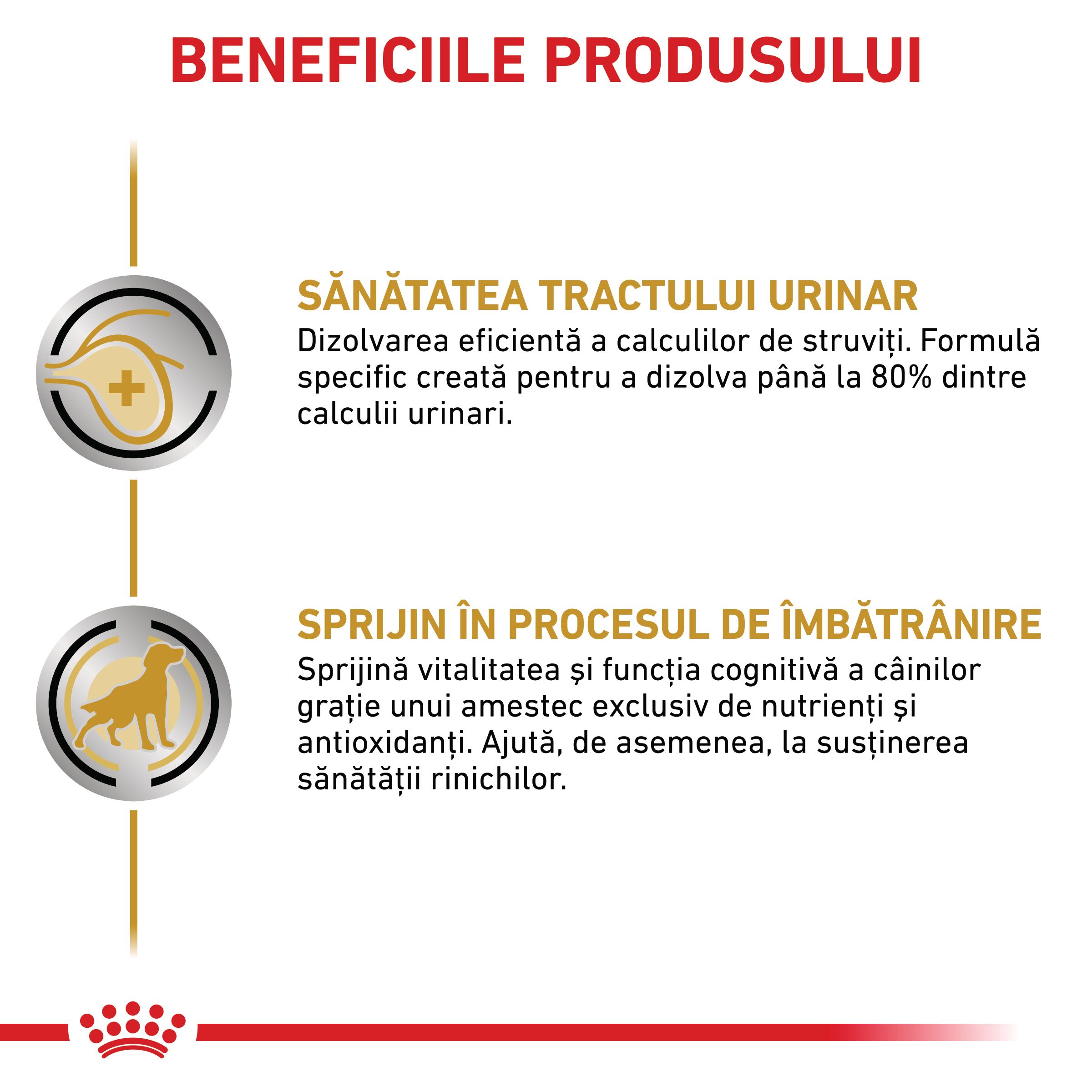 ROYAL CANIN VD Urinary S/O Ageing 7+, XS-XL, dietă veterinară, plic hrană umedă câini senior, sistem urinar, (pate), bax, 85g x 12buc - poza 3