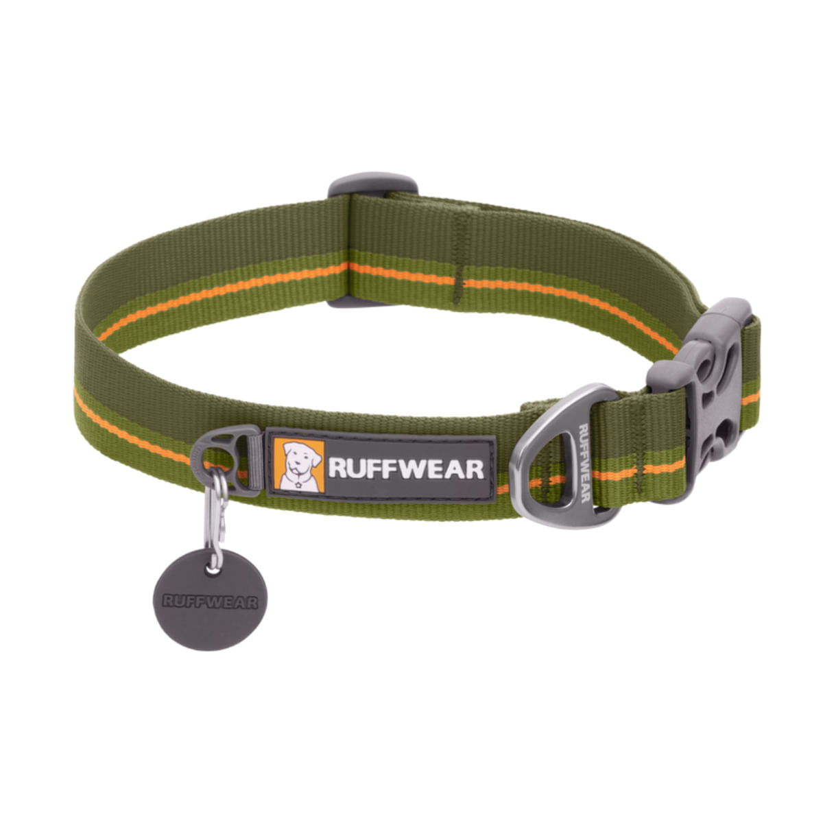 RUFFWEAR Flat Out, zgardă bandă câini, ajustabilă RUFFWEAR Flat Out Forest Horizon, zgardă bandă câini, ajustabilă, verde și portocaliu, S(28-36 x 2cm) - poza 2