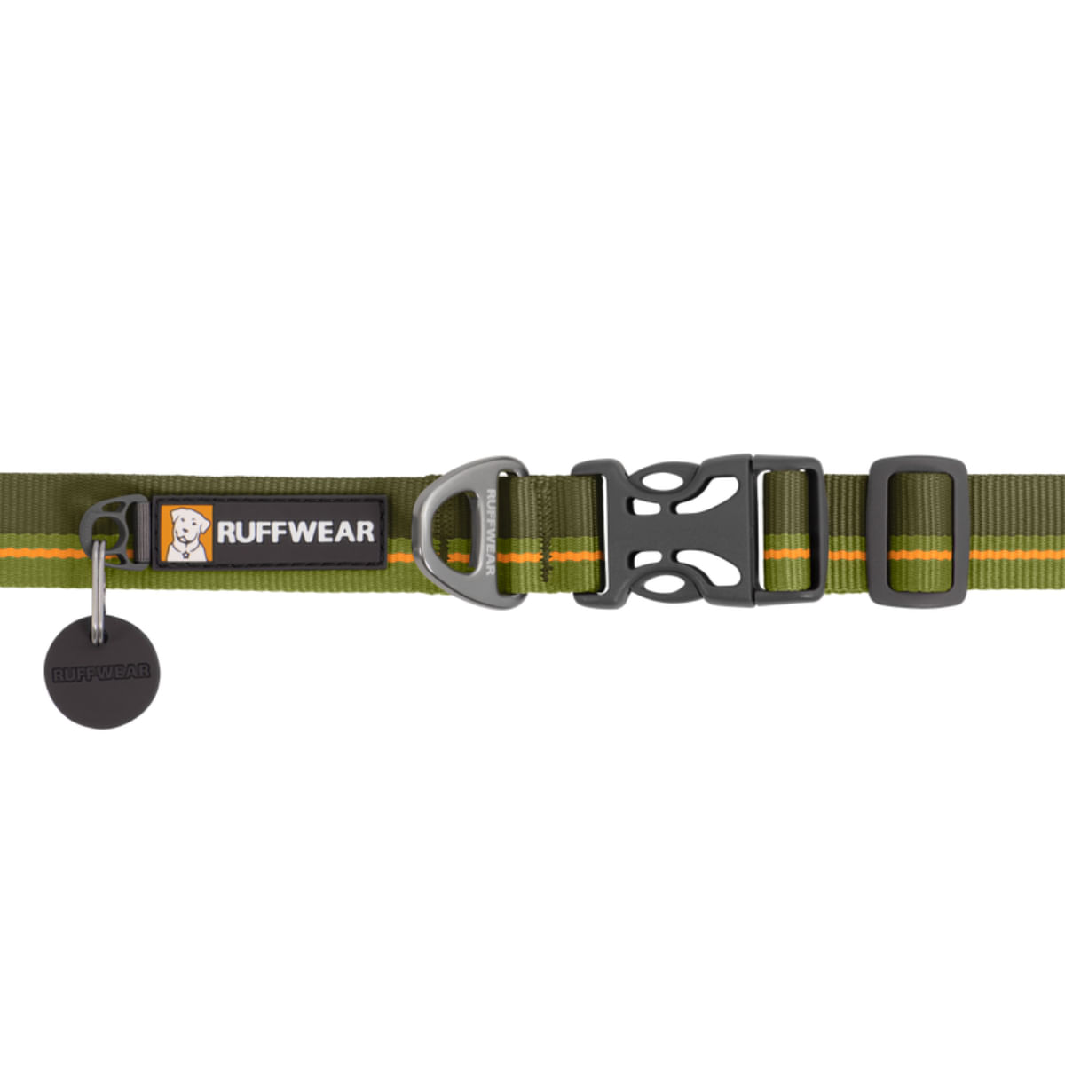 RUFFWEAR Flat Out, zgardă bandă câini, ajustabilă RUFFWEAR Flat Out Forest Horizon, zgardă bandă câini, ajustabilă, verde și portocaliu, S(28-36 x 2cm) - poza 3