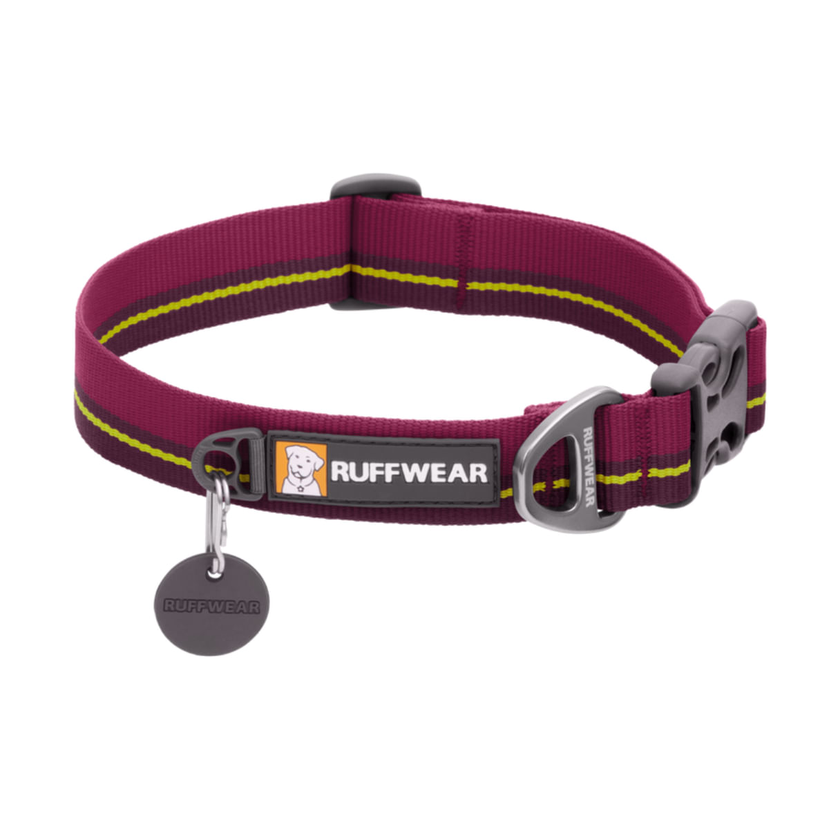 RUFFWEAR Flat Out, zgardă bandă câini, ajustabilă RUFFWEAR Flat Out Wildflower Horizon, zgardă bandă câini, ajustabilă, vișiniu și galben, L(51-66 x 2.5cm) - poza 1