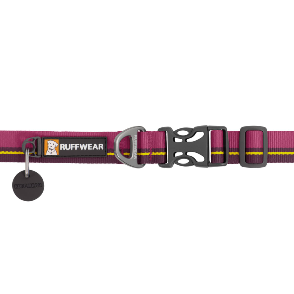 RUFFWEAR Flat Out, zgardă bandă câini, ajustabilă RUFFWEAR Flat Out Wildflower Horizon, zgardă bandă câini, ajustabilă, vișiniu și galben, L(51-66 x 2.5cm) - poza 3