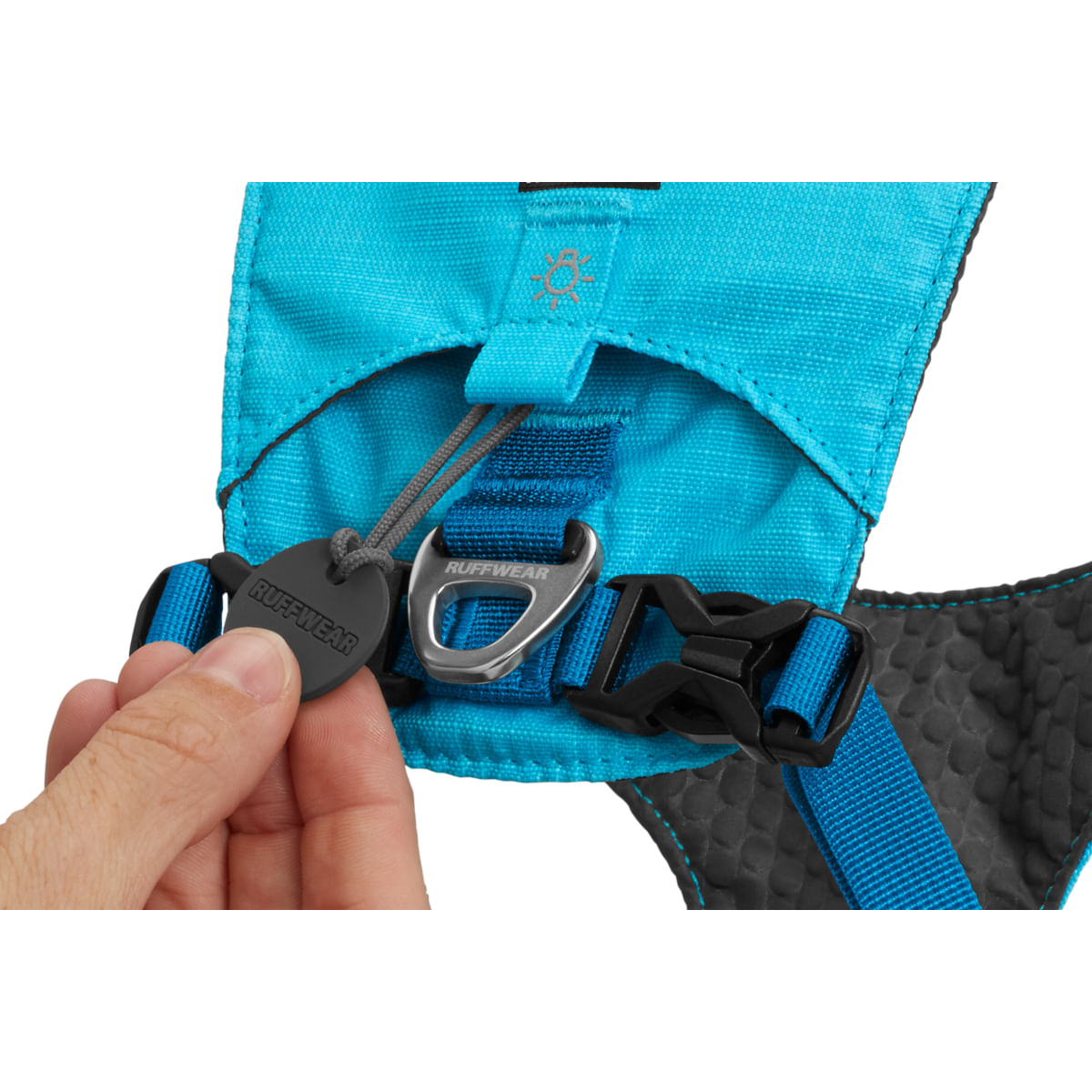 RUFFWEAR Hi & Light, ham prindere spate câini, ajustabil, reflectorizant RUFFWEAR Hi & Light Blue Atoll, ham prindere spate câini, ajustabil, reflectorizant, albastru, L-XL(81-107cm) - poza 5