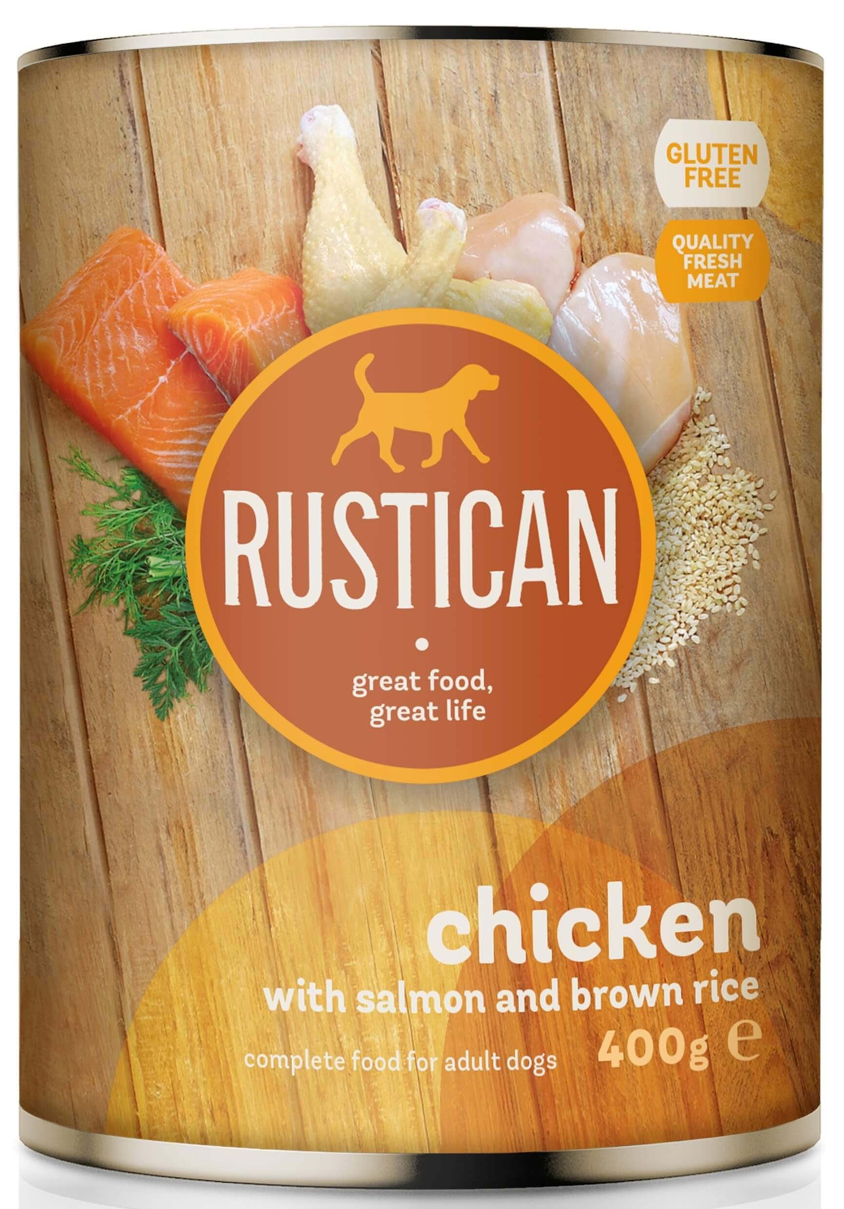 RUSTICAN Pui şi Somon cu Orez Brun