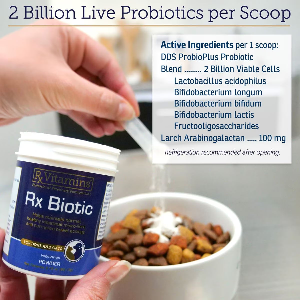 RX VITAMINS Biotic, supliment sistem digestiv & probiotice câini, pudră RX VITAMINS Biotic, supliment sistem digestiv & probiotice câini și pisici, flacon, 60.1g pudră - poza 3