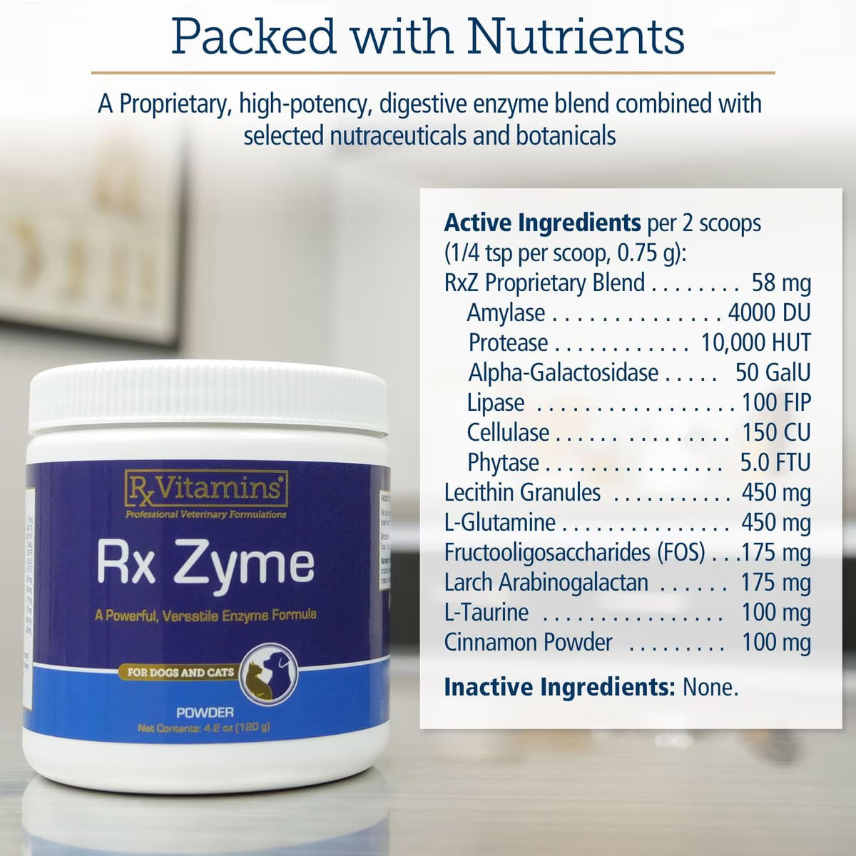 RX VITAMINS Zyme, supliment sistem digestiv câini, pudră RX VITAMINS Zyme, supliment sistem digestiv câini și pisici, flacon, 120g pudră - poza 3