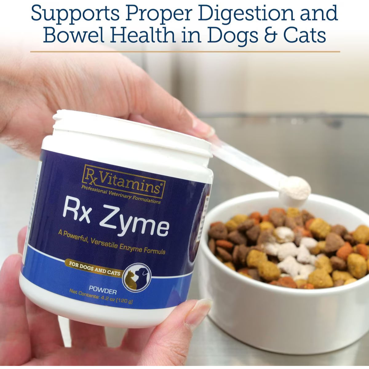 RX VITAMINS Zyme, supliment sistem digestiv câini, pudră RX VITAMINS Zyme, supliment sistem digestiv câini și pisici, flacon, 120g pudră - poza 4