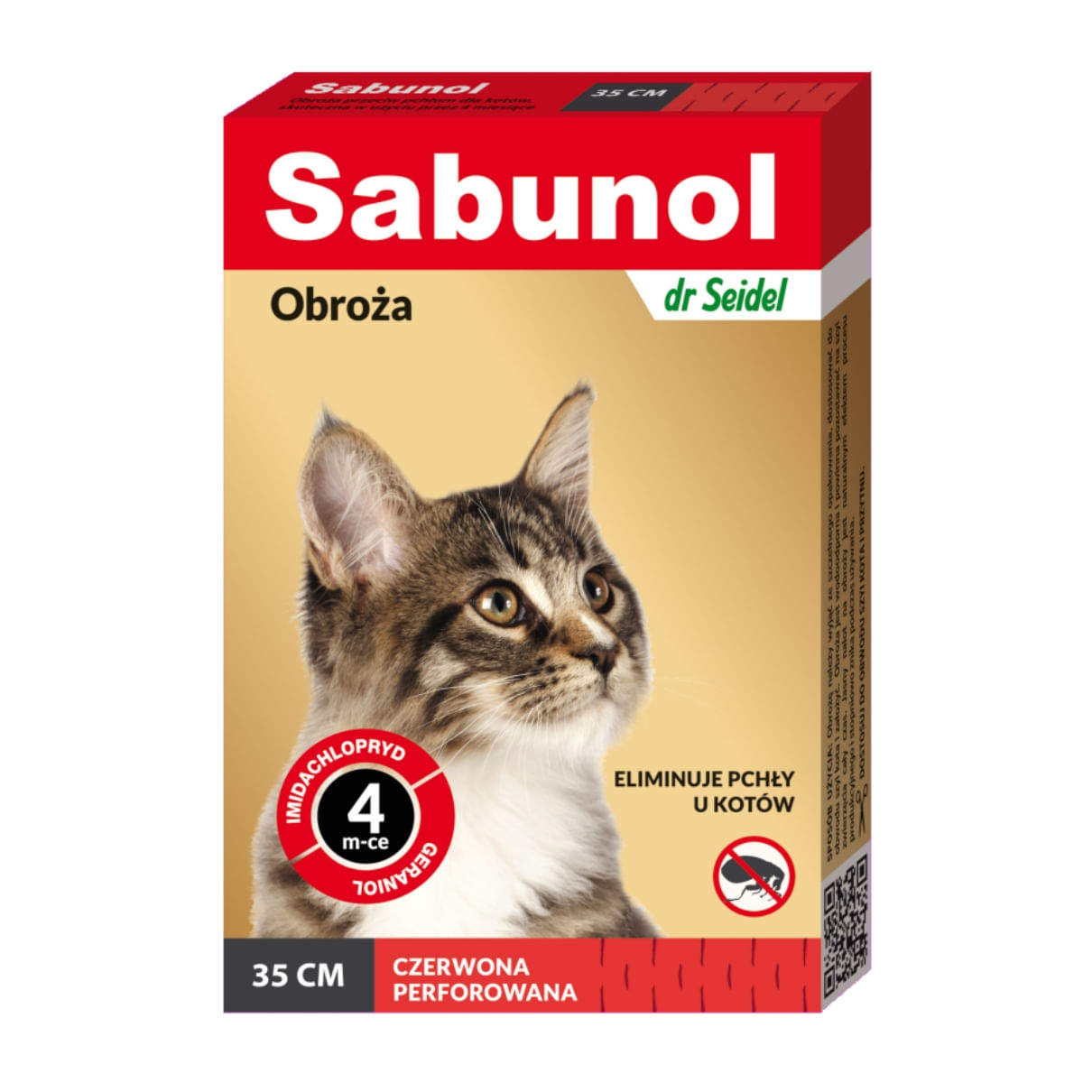 SABUNOL, deparazitare externă pisici, zgardă, 35 cm, roșu, 1buc - poza 2