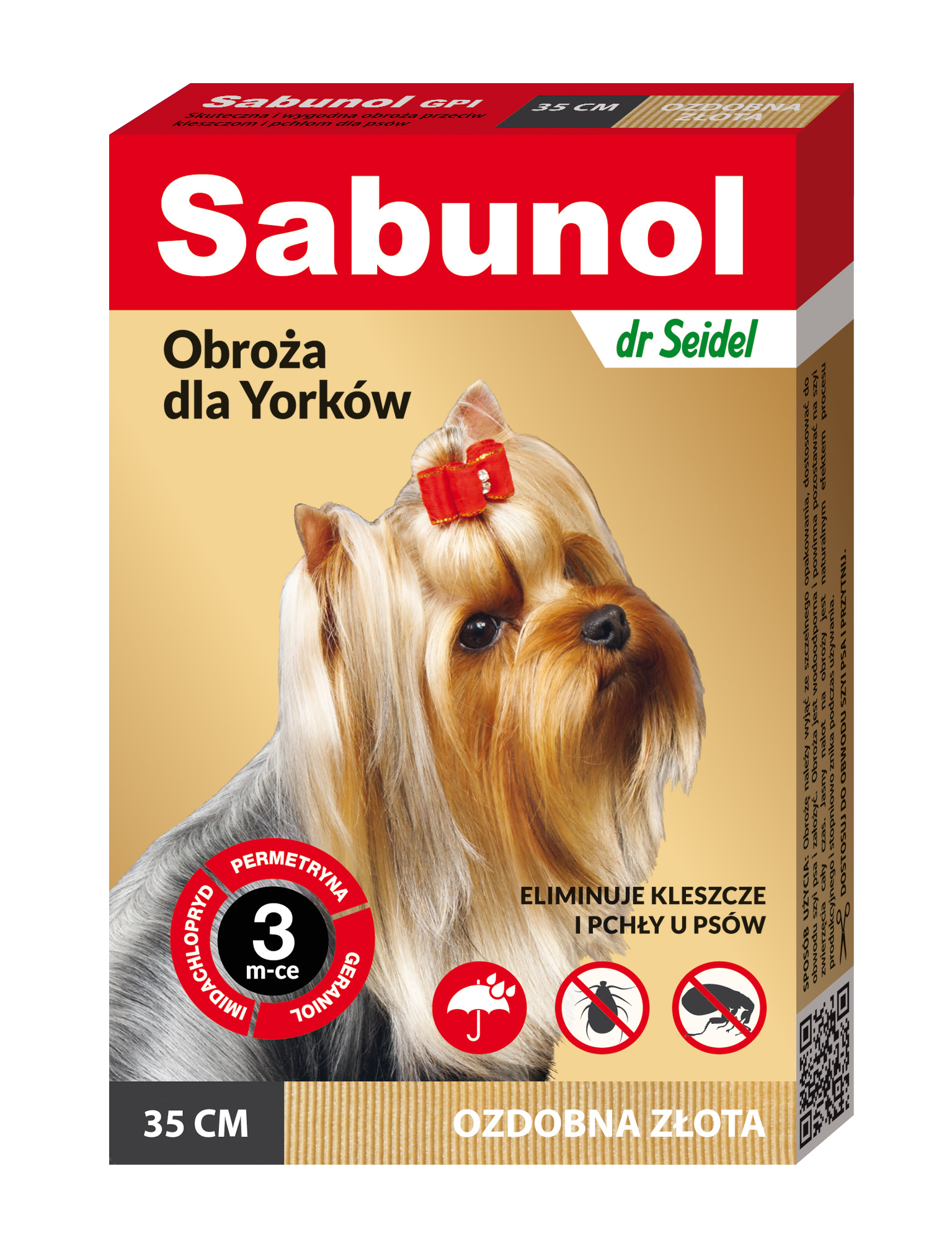 Sabunol Dog GPI, Zgarda Antiparazitara Caini 2-10 kg, Culoare Gold (35cm)