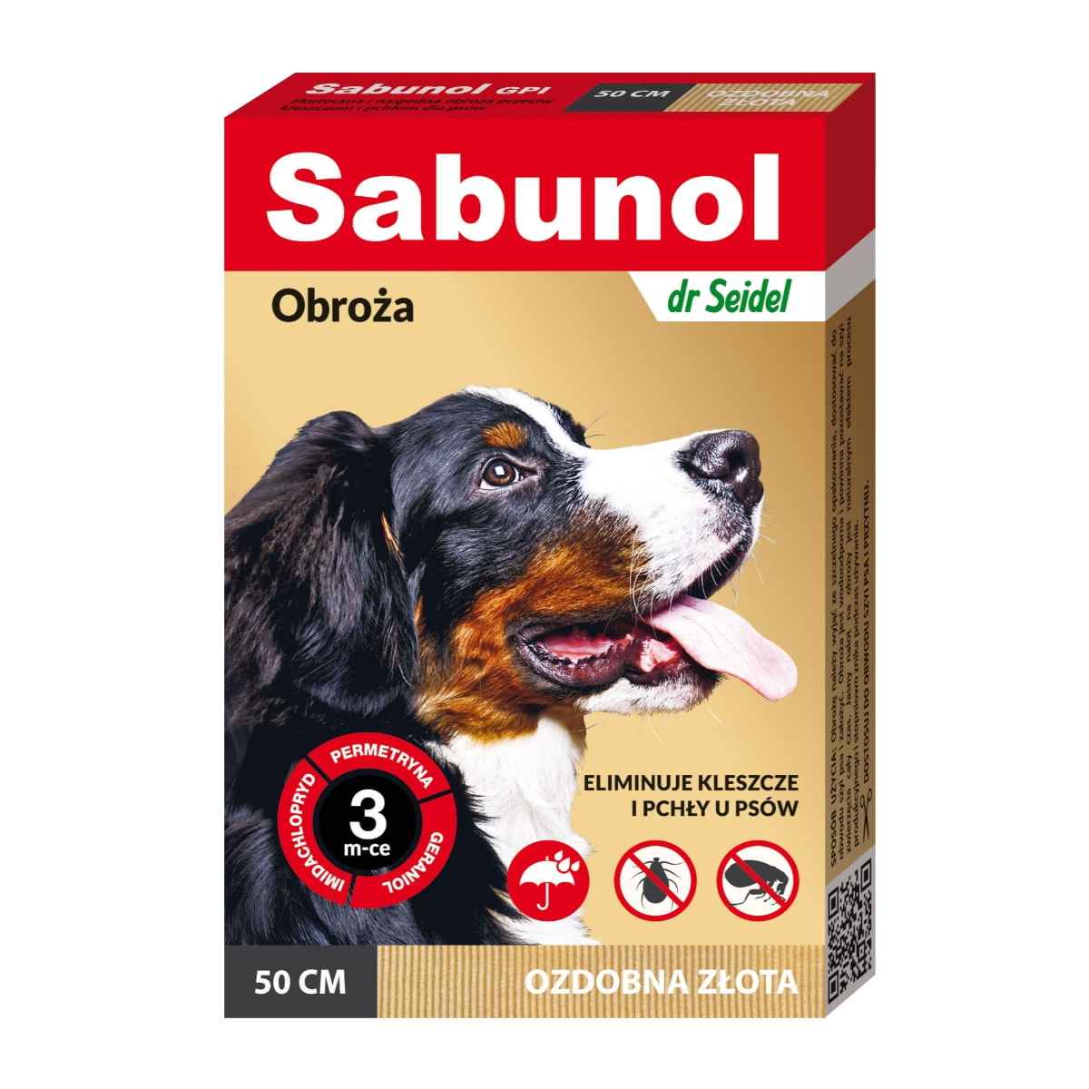 SABUNOL GPI, deparazitare externă câini, zgardă, M(10 - 25kg), 50 cm, auriu, 1buc - poza 1