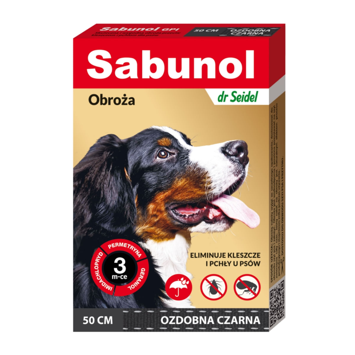 SABUNOL GPI, deparazitare externă câini, zgardă, M(10 - 25kg), 50 cm, negru, 1buc - poza 1