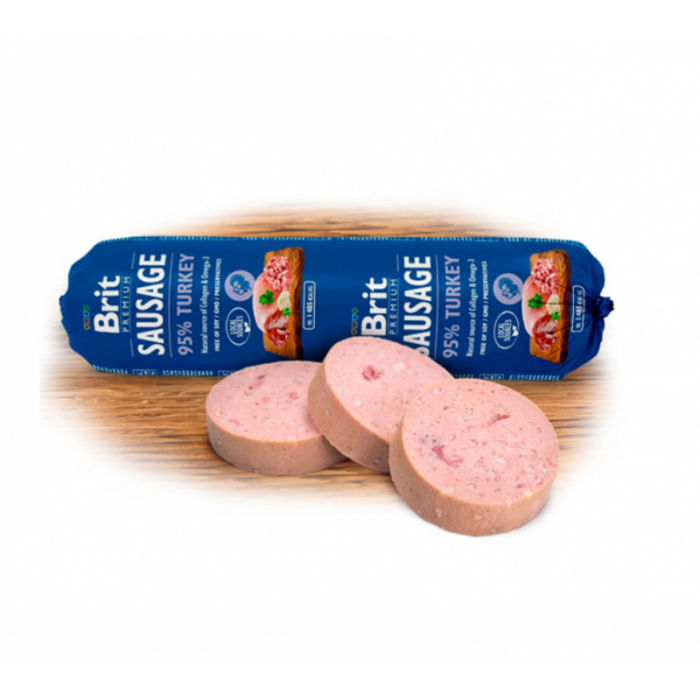 Salam pentru caini Brit Premium cu curcan 800 gr