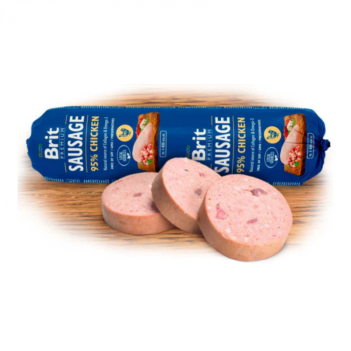 Salam pentru caini Brit Premium cu pui 800 gr