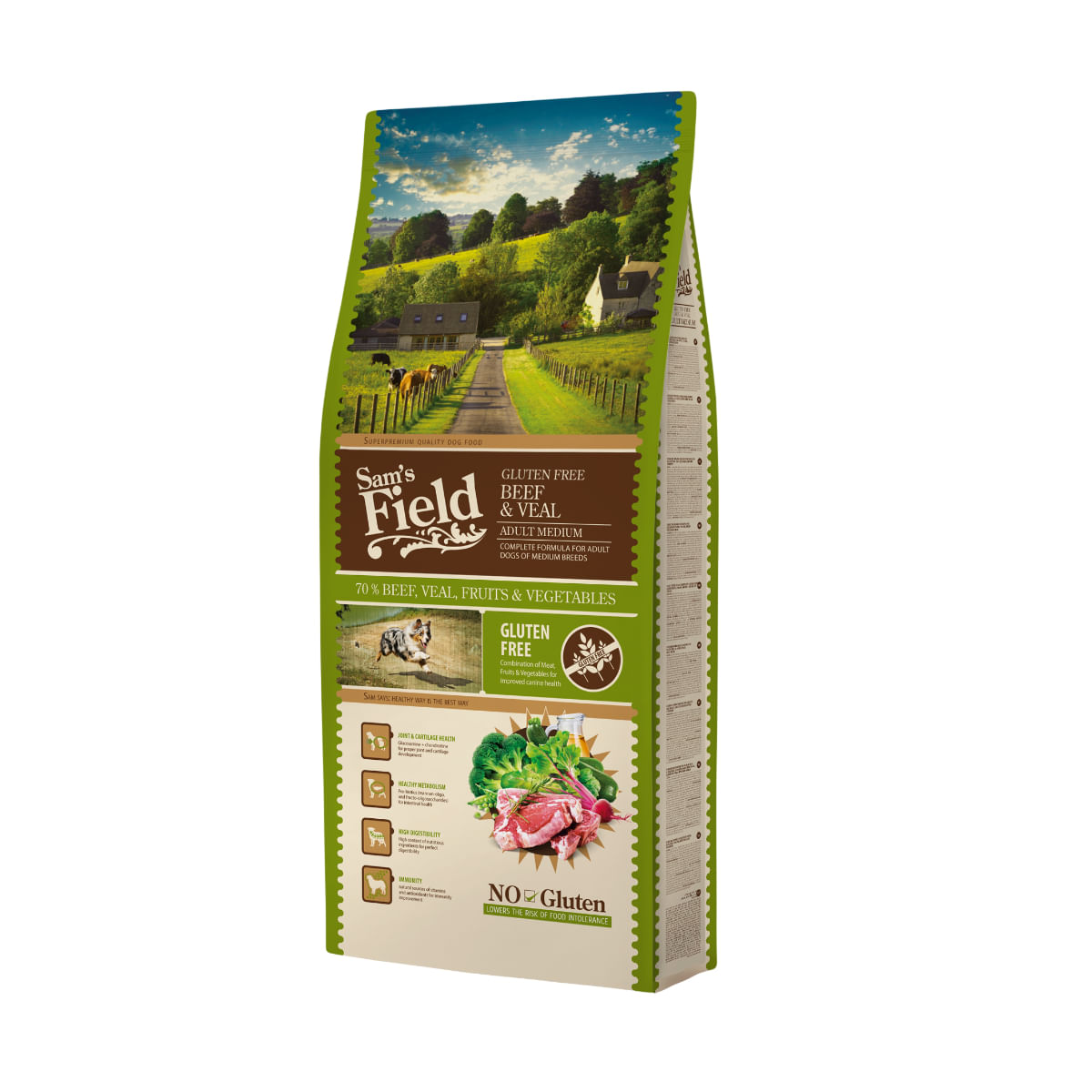 SAM'S FIELD Adult Medium, M, Vită și Vițel, hrană uscată câini, 13kg - poza 1