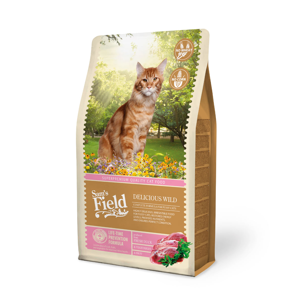 SAM'S FIELD Delicious Wild, Rață, hrană uscată pisici, 2.5kg - poza 2